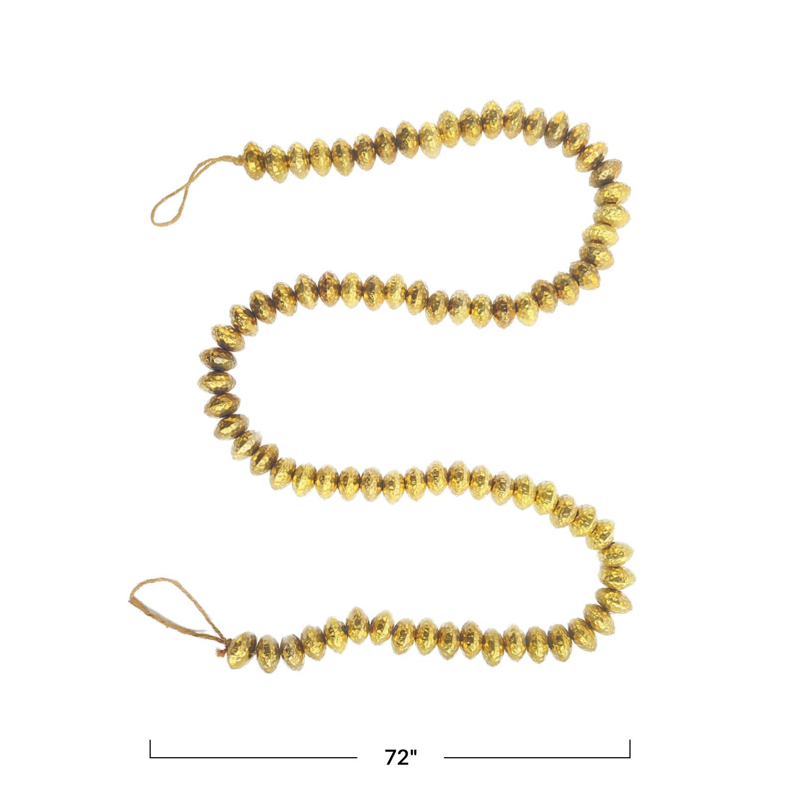 Hello Honey® 6ft. Brass Finished Hammered Metal Bead Garland