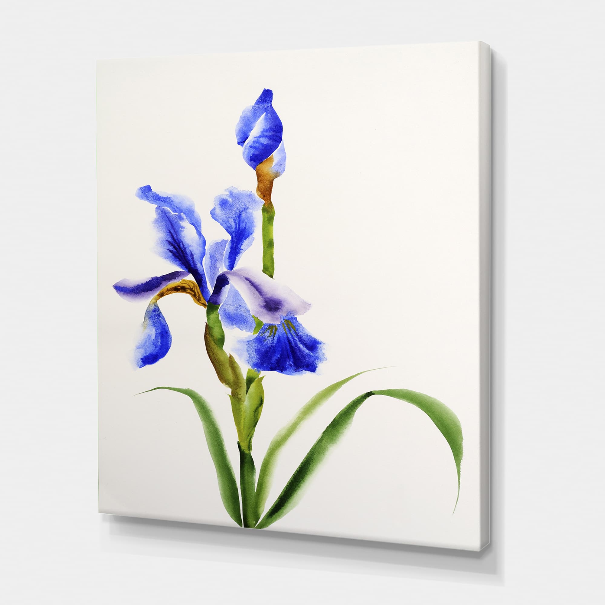 Designart - Retro Blue Iris Flower - Traditional Canvas Wall Art Print
