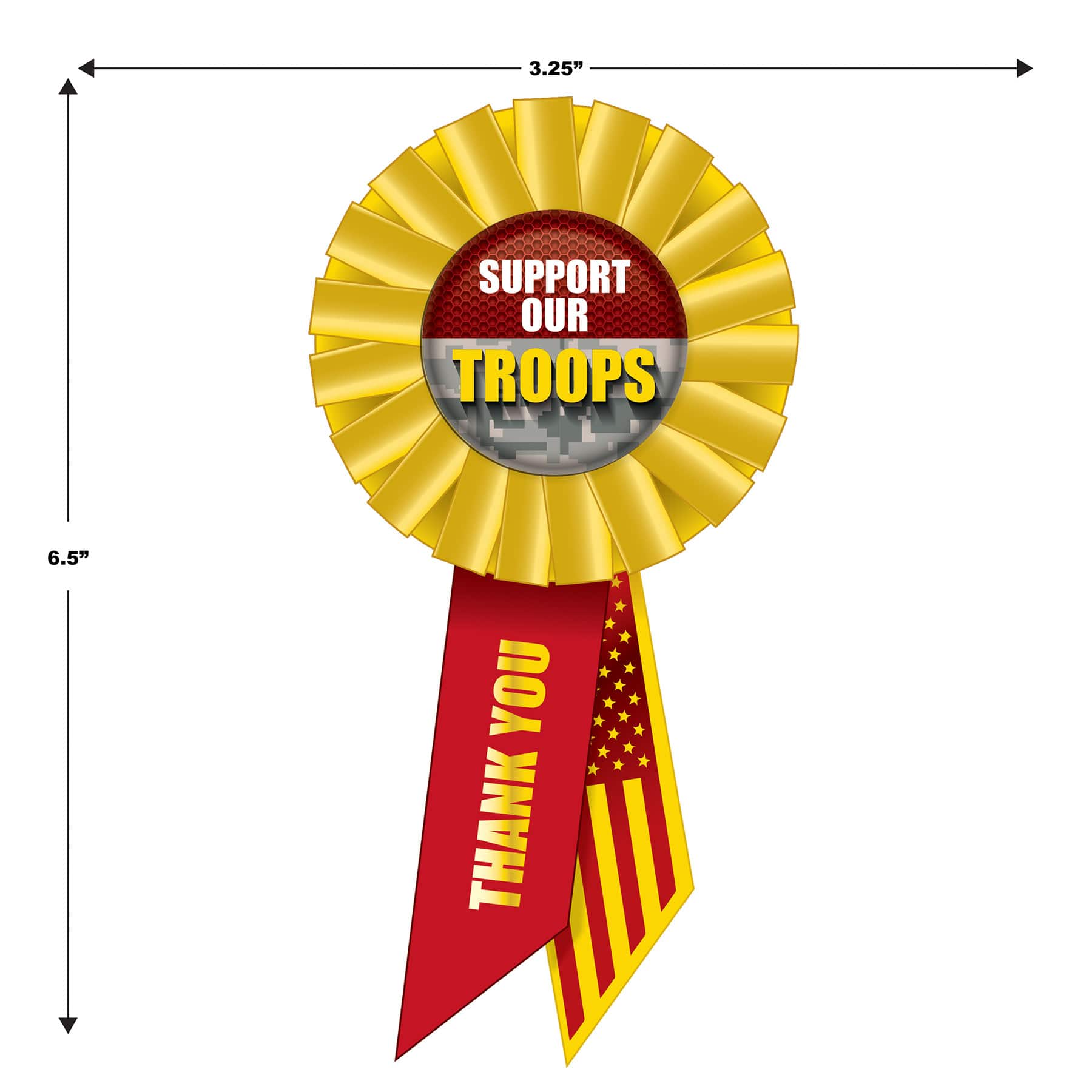 Beistle 6.5" Camouflage Support Our Troops Rosettes