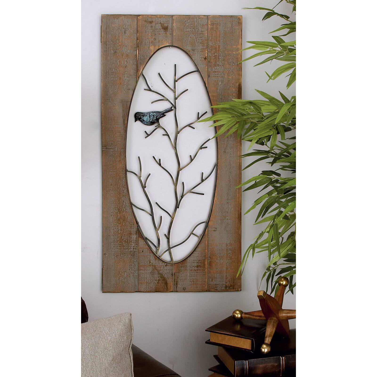 36" Brown Wood Rustic Birds Wall Decor, 2ct.