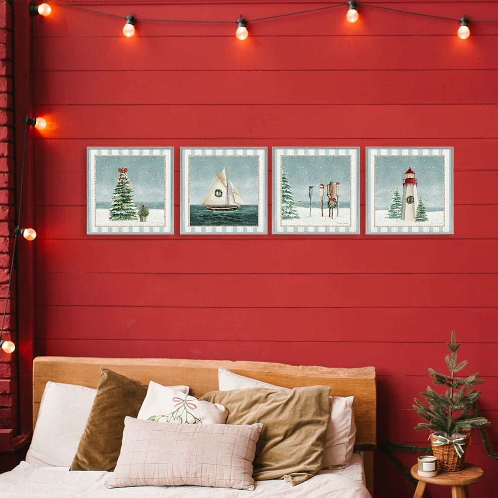 Stupell Industries Nautical Christmas Scenes Framed Giclée Wall Art Set