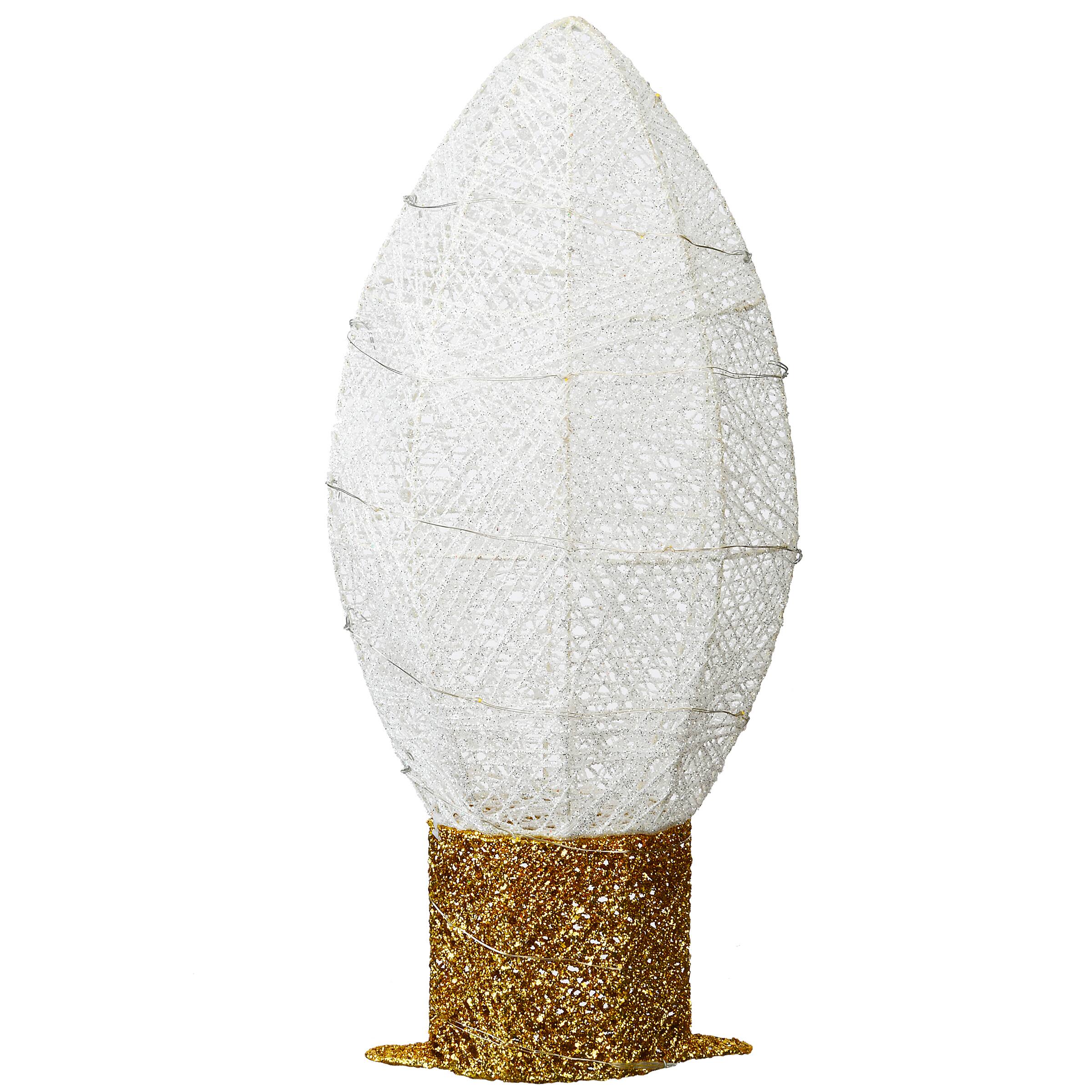 20" Pre-Lit LED White Christmas Light Bulb Decoration