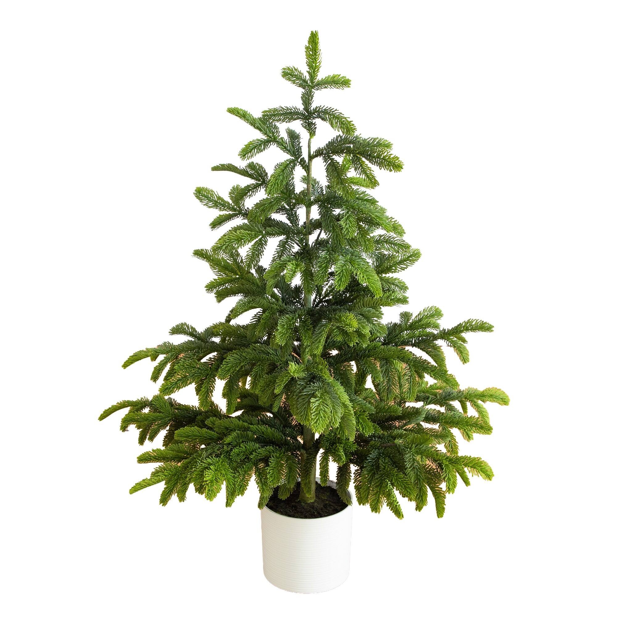 Nearly Natural 4ft. Unlit Artificial Real Touch Fir Christmas Tree in White Decorative Planter