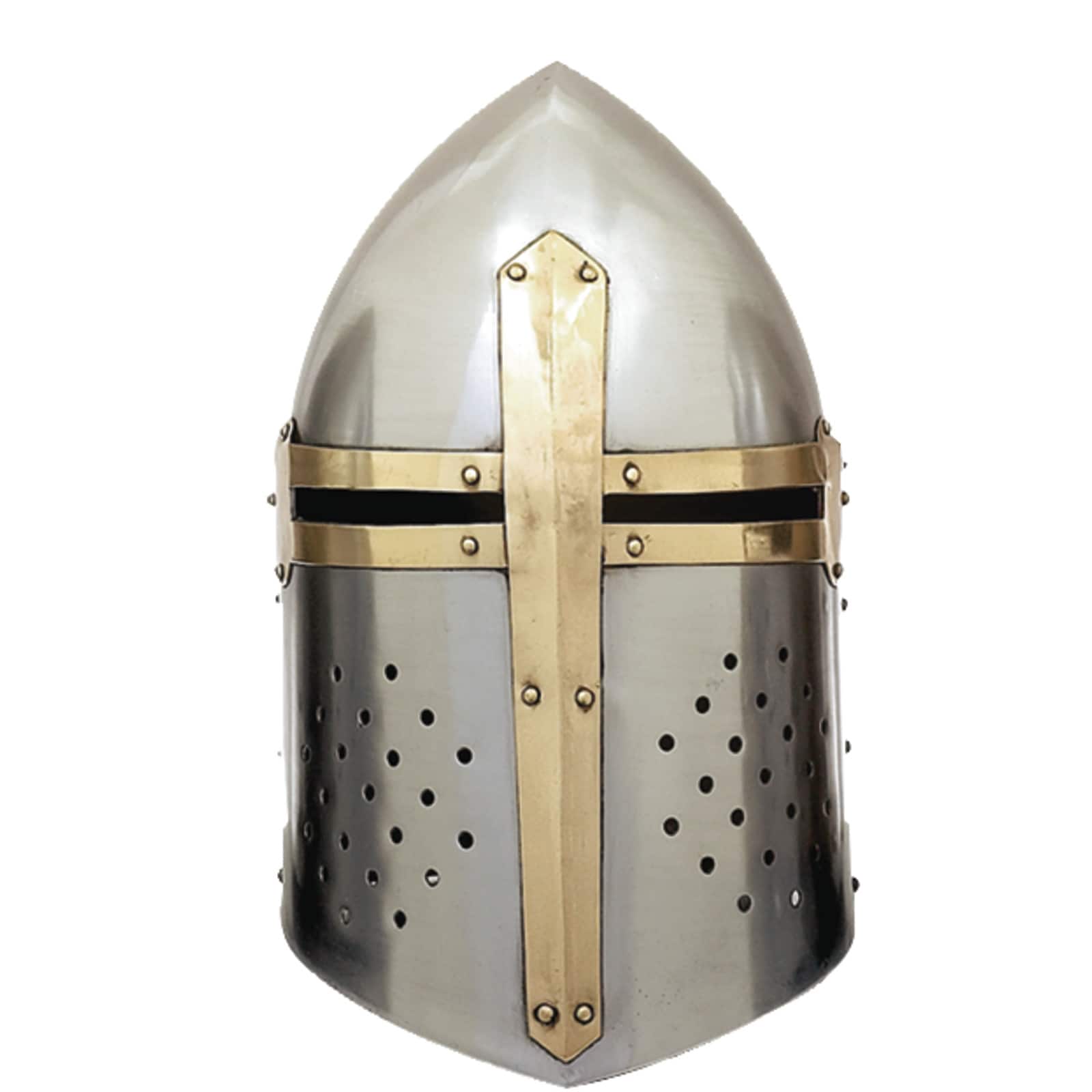Silver Iron Eclectic Medieval Helmet, 13" x 9" x 9"