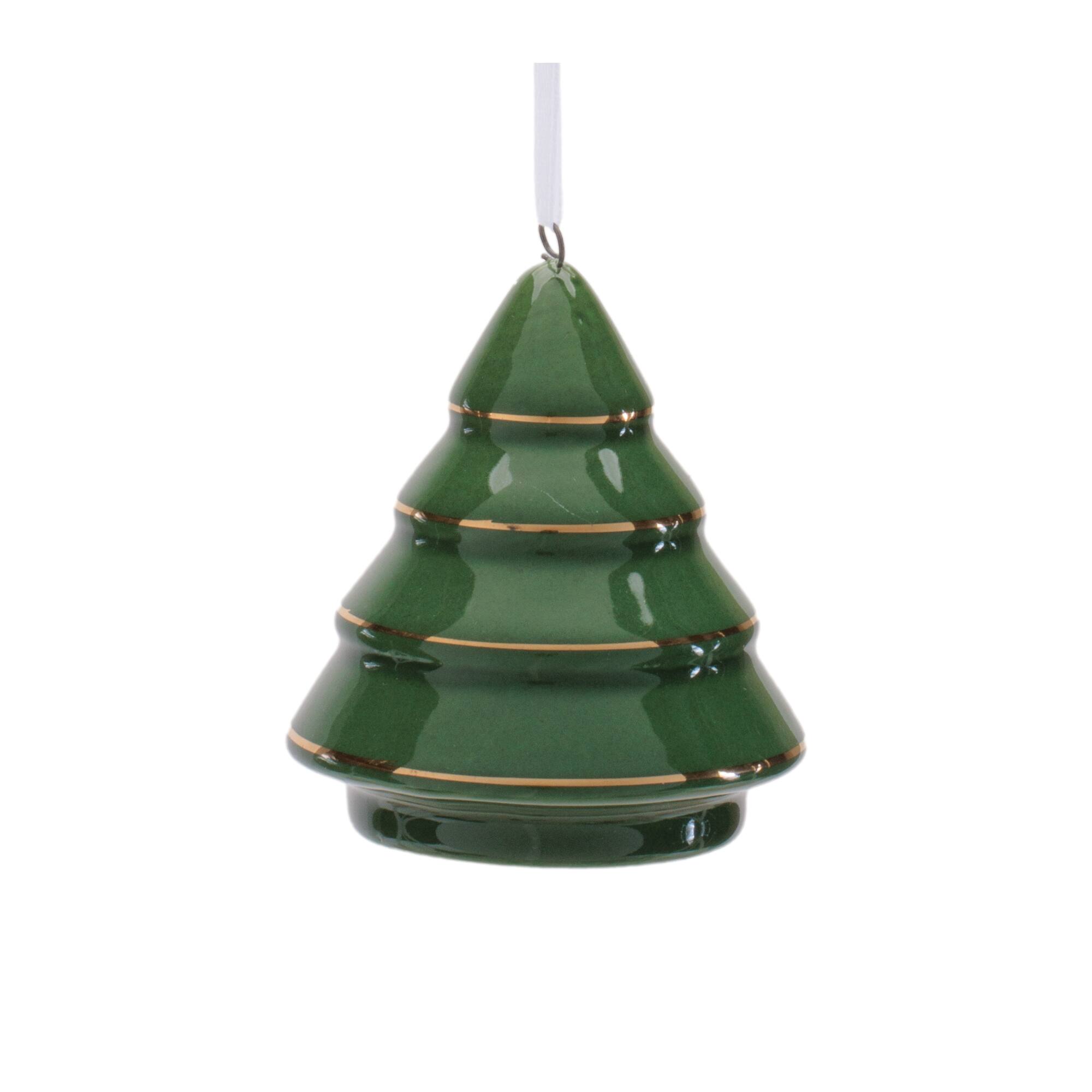 Melrose Green Ceramic Christmas Tree Ornament Set