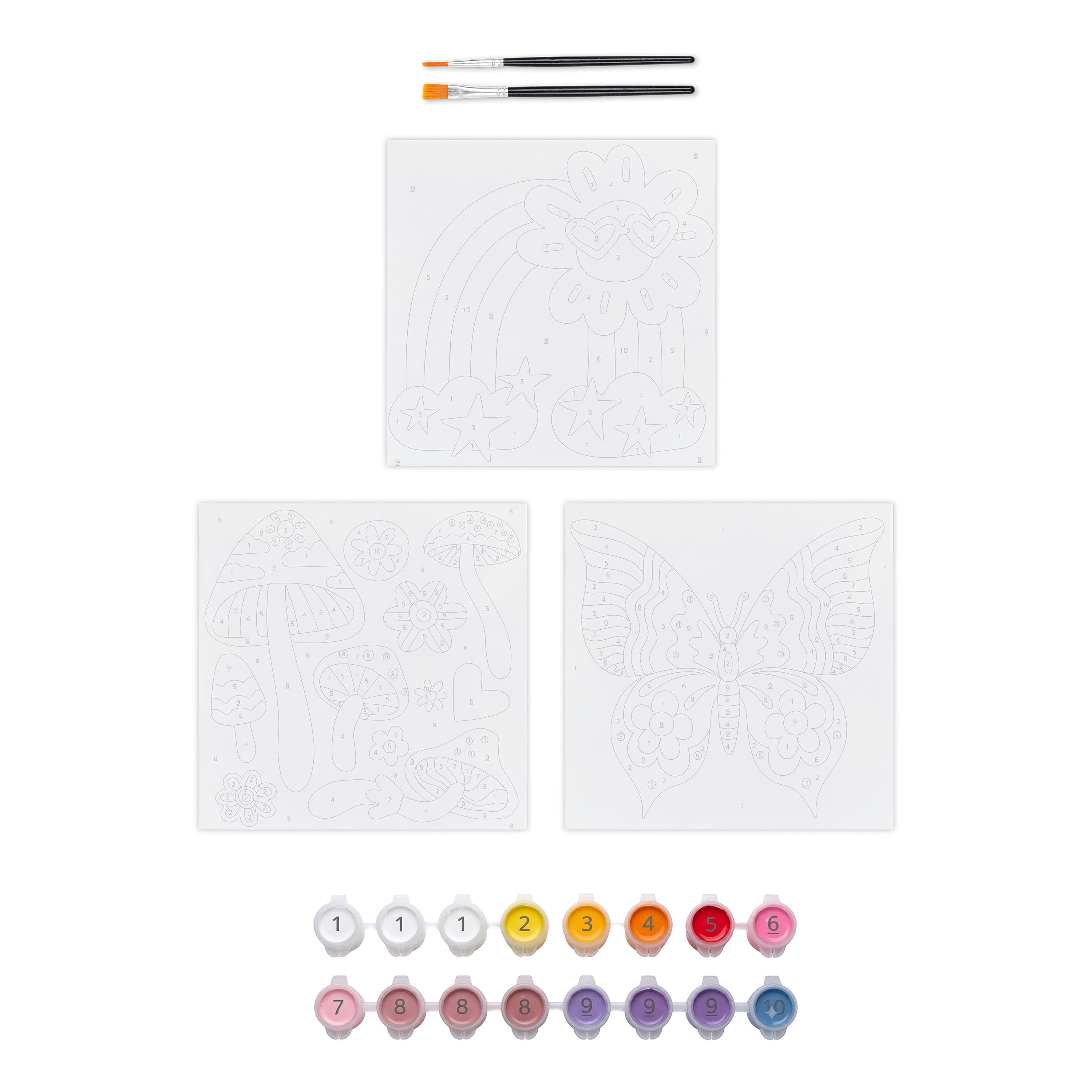 Vivid by Brea Reese® Rainbows & Butterflies Acrylic Paint-by-Number Kit