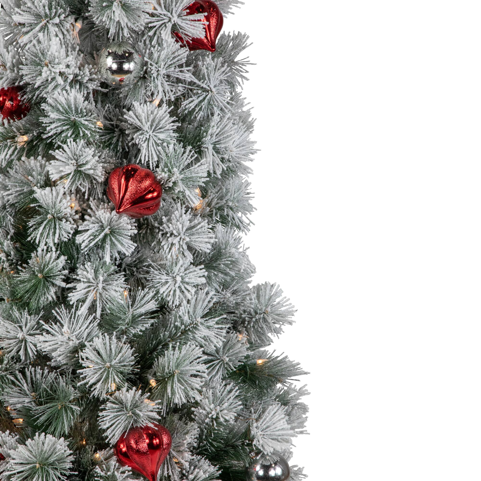 4.5ft. Pre-Lit Snowy Bristle Pine Artificial Christmas Tree, Clear Lights