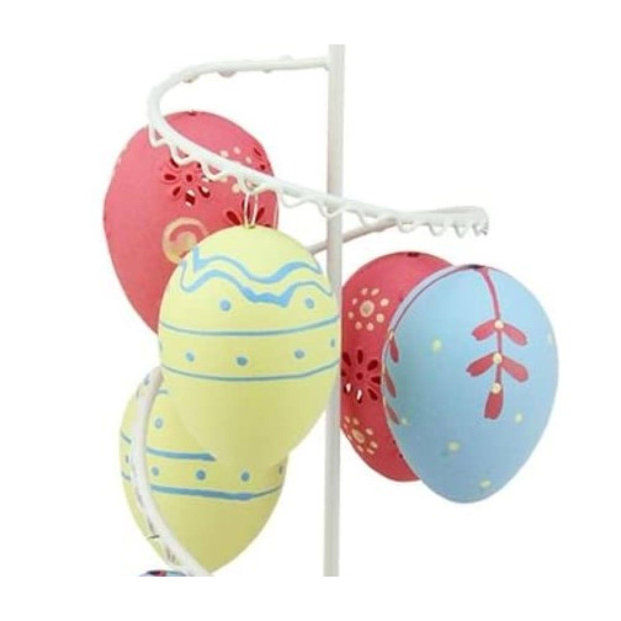 Pastel Yellow, Blue and Pink Floral Cut-Out Easter Egg Tree