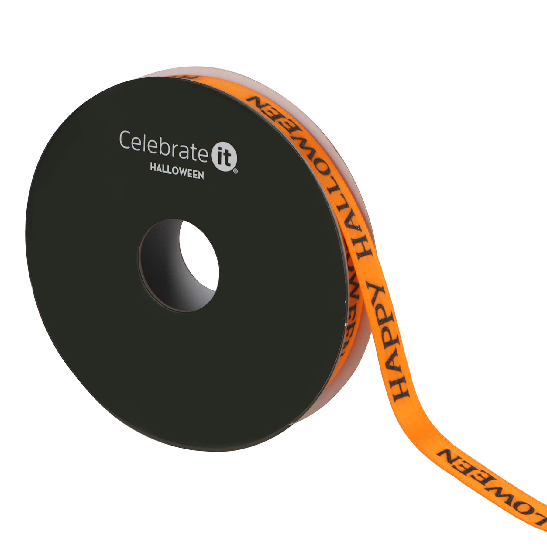 3/8" x 4yd. Orange & Black Happy Halloween Ribbon by Celebrate It®