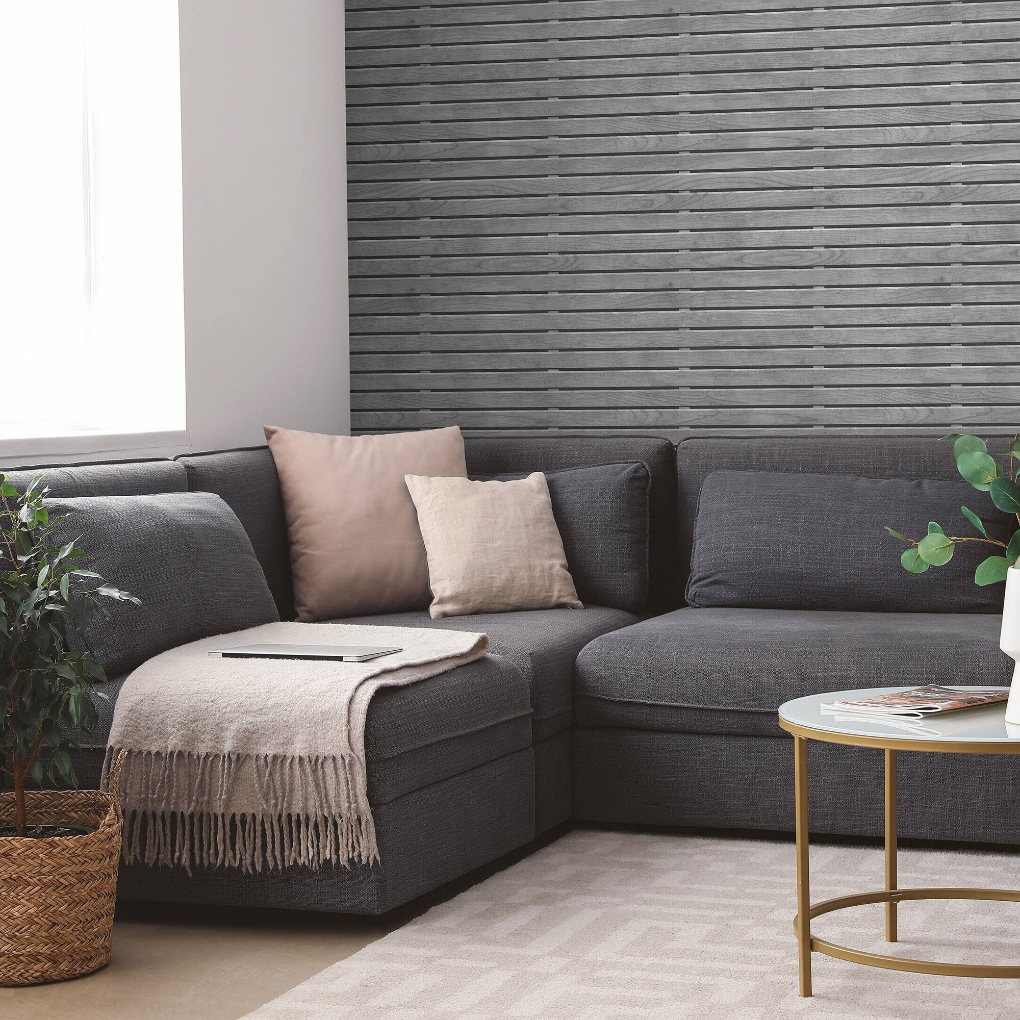 Designs Direct Horizontal Wood Slate Wallpaper