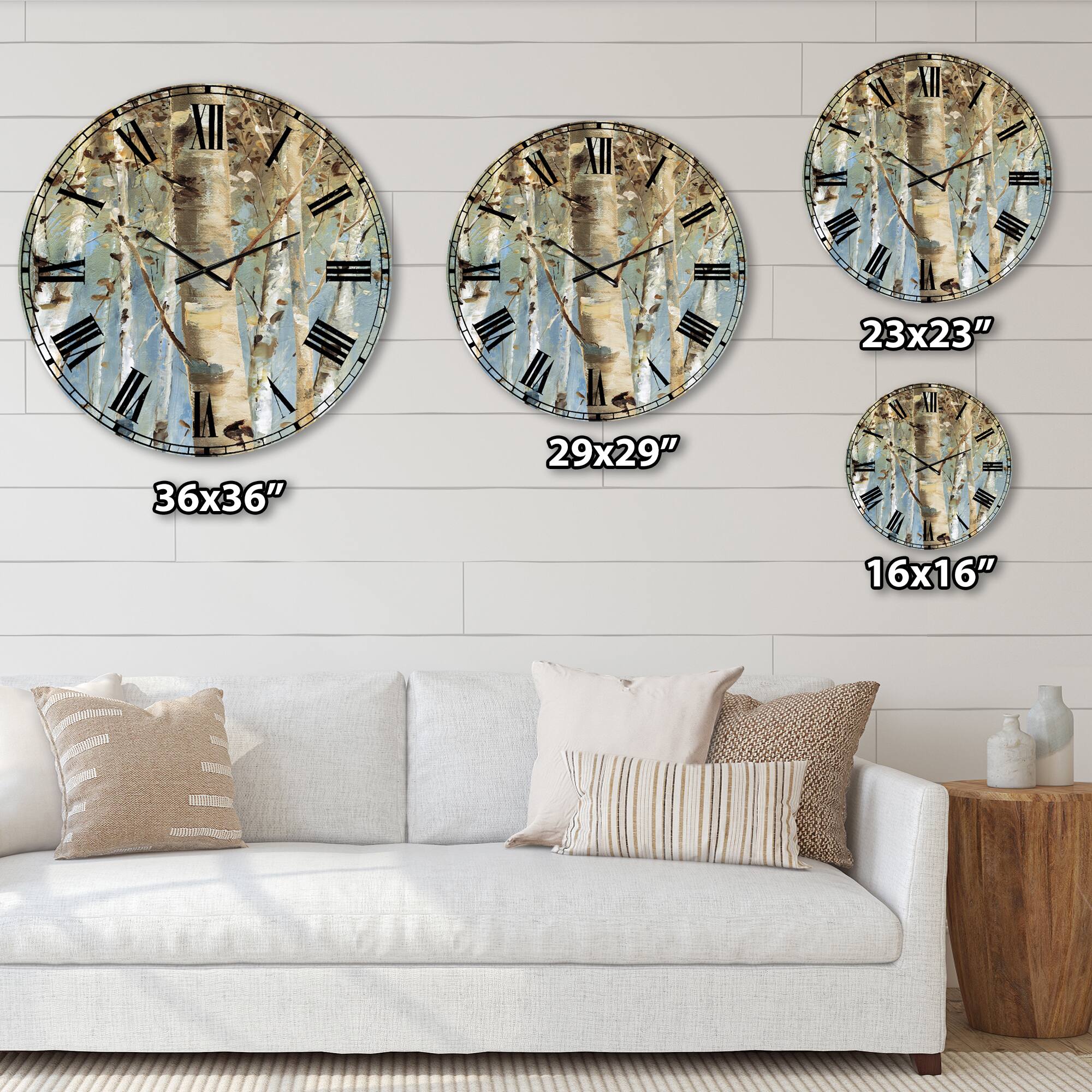 Designart 'White Birch Forest Ii Farmhouse Wall Clock