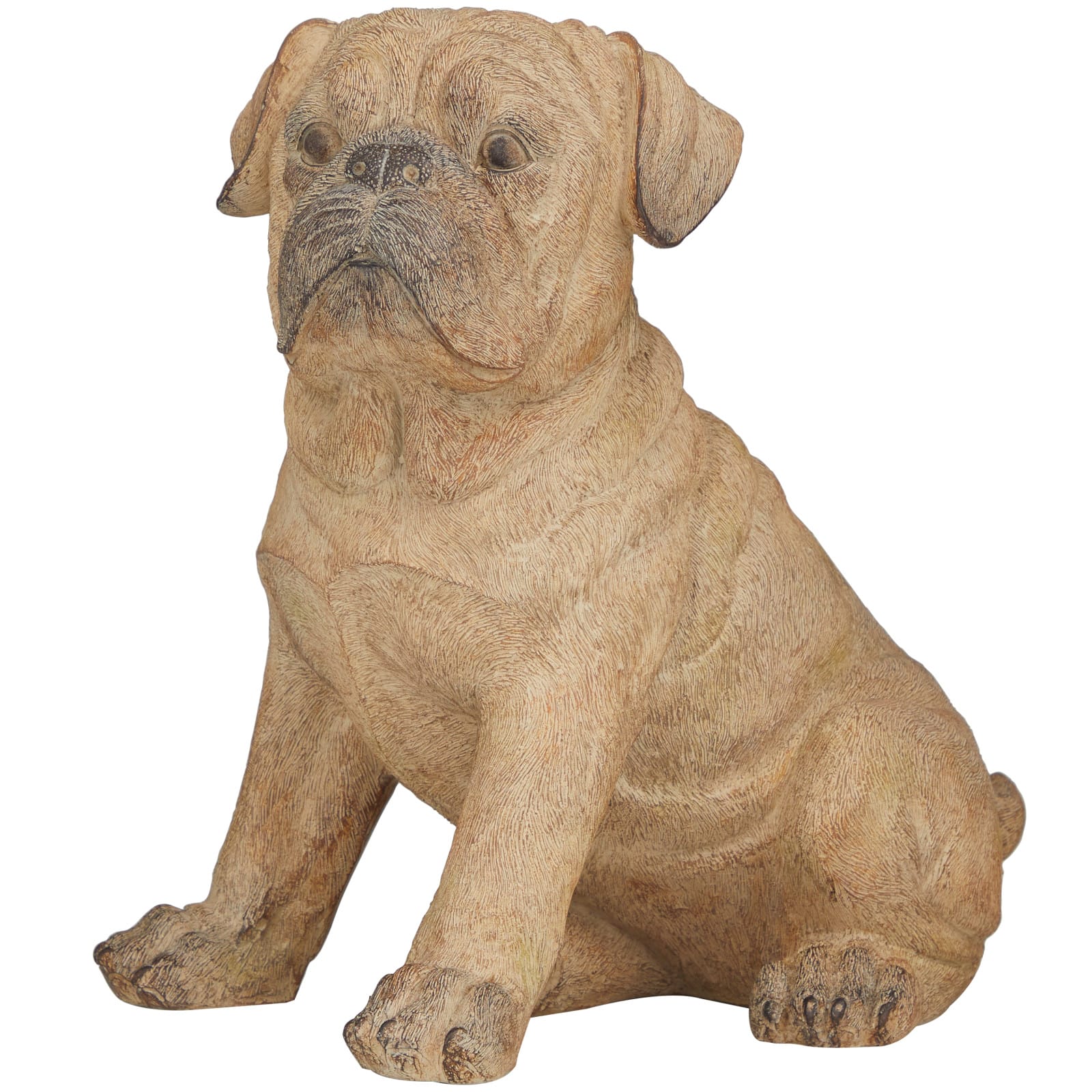 15" Light Brown Polystone Pug Sculpture