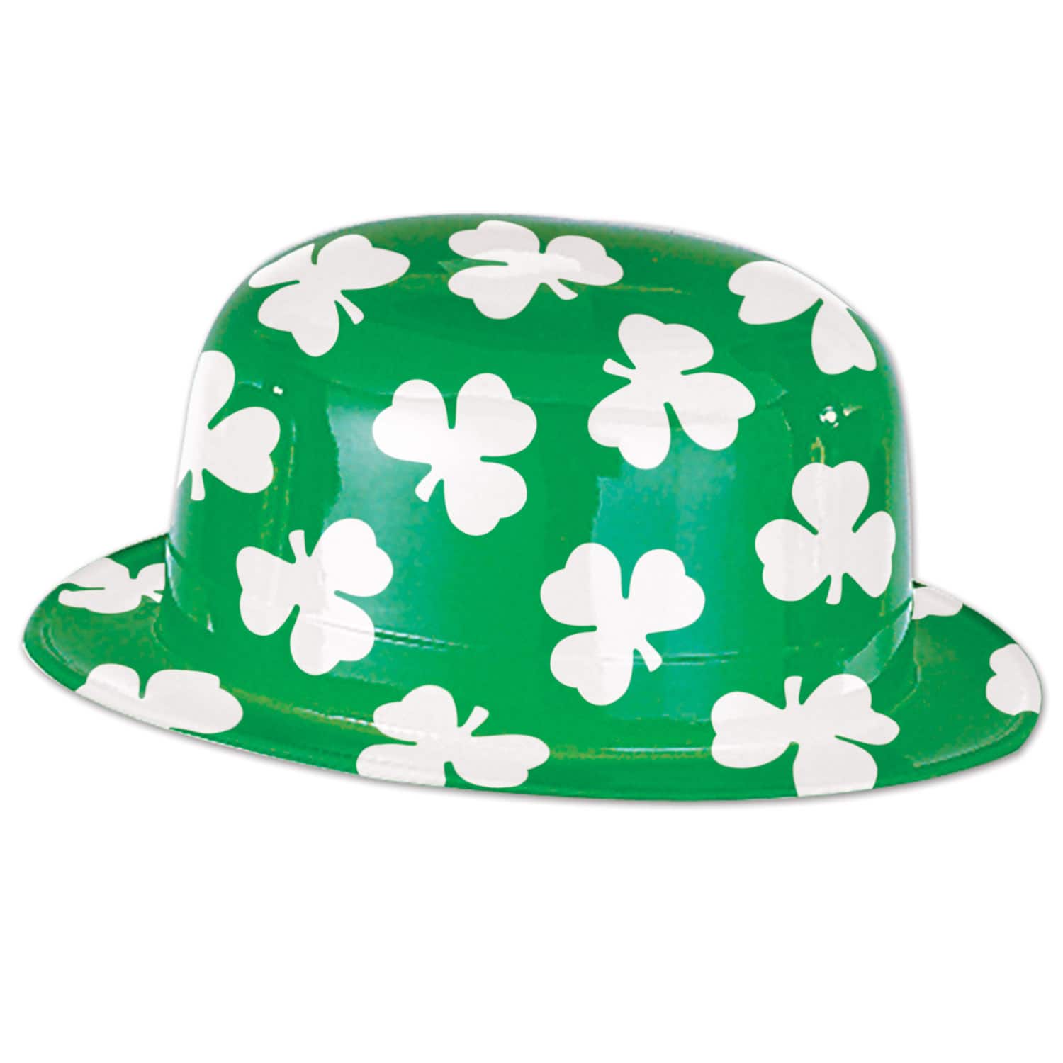 Beistle Green Plastic Shamrock Derbies, 5ct.