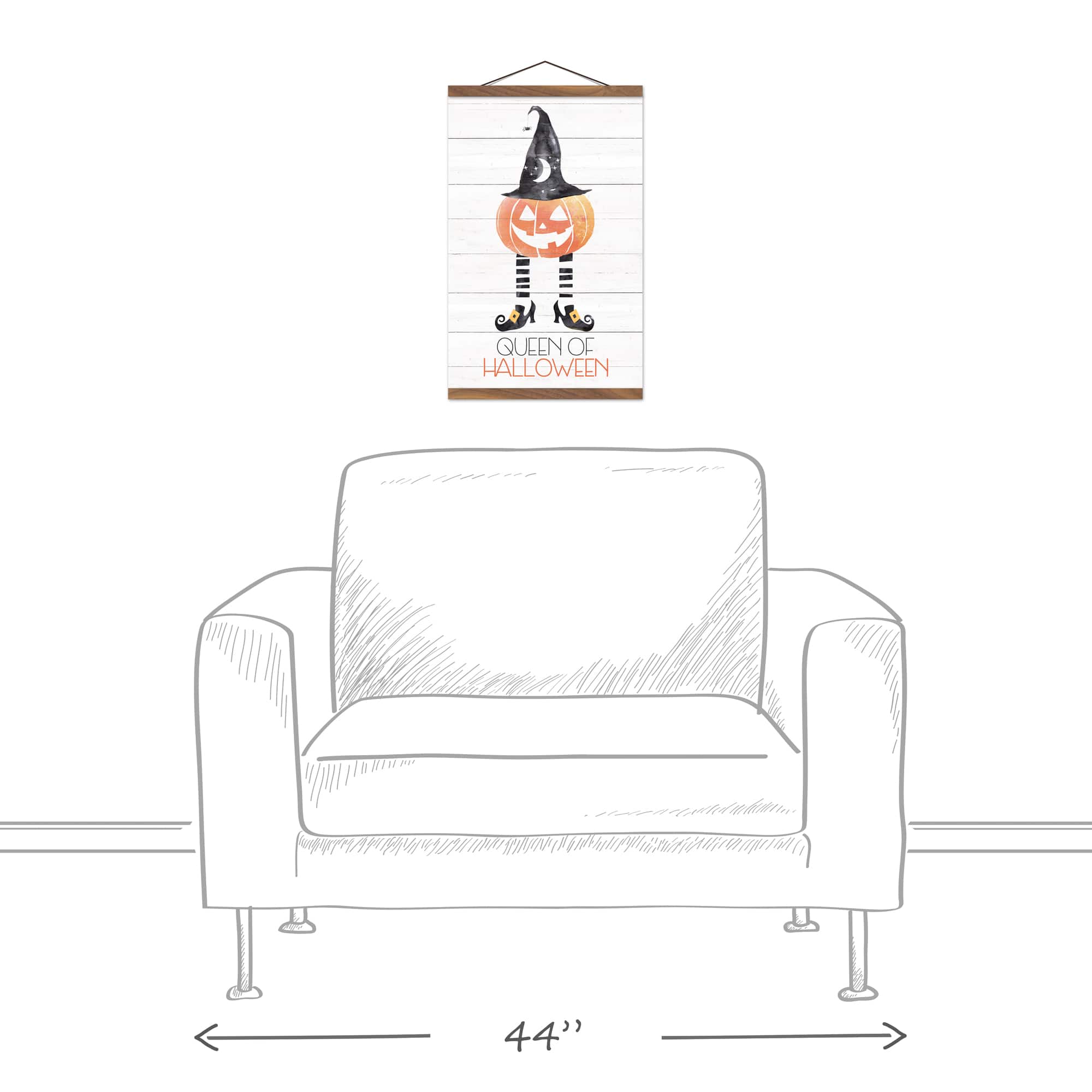 Queen of Halloween Teak Hanging Canvas