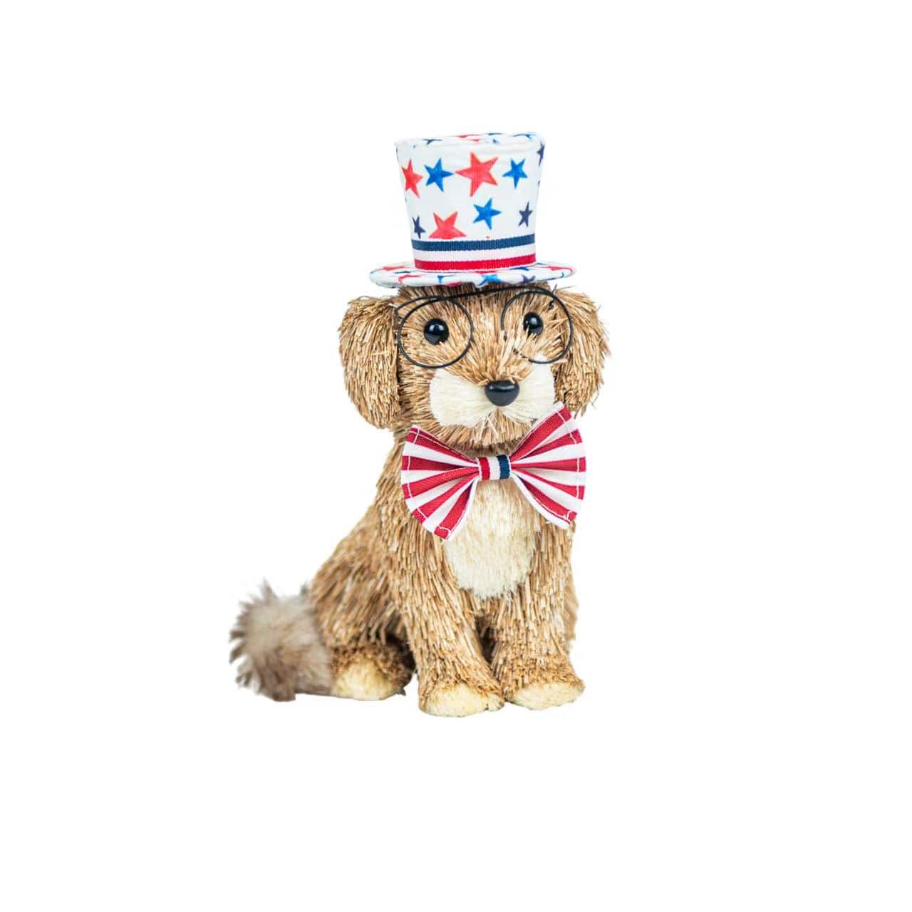 Red, White & Blue 7" Sisal Dog with Patriotic Hat & Bow by Celebrate It™