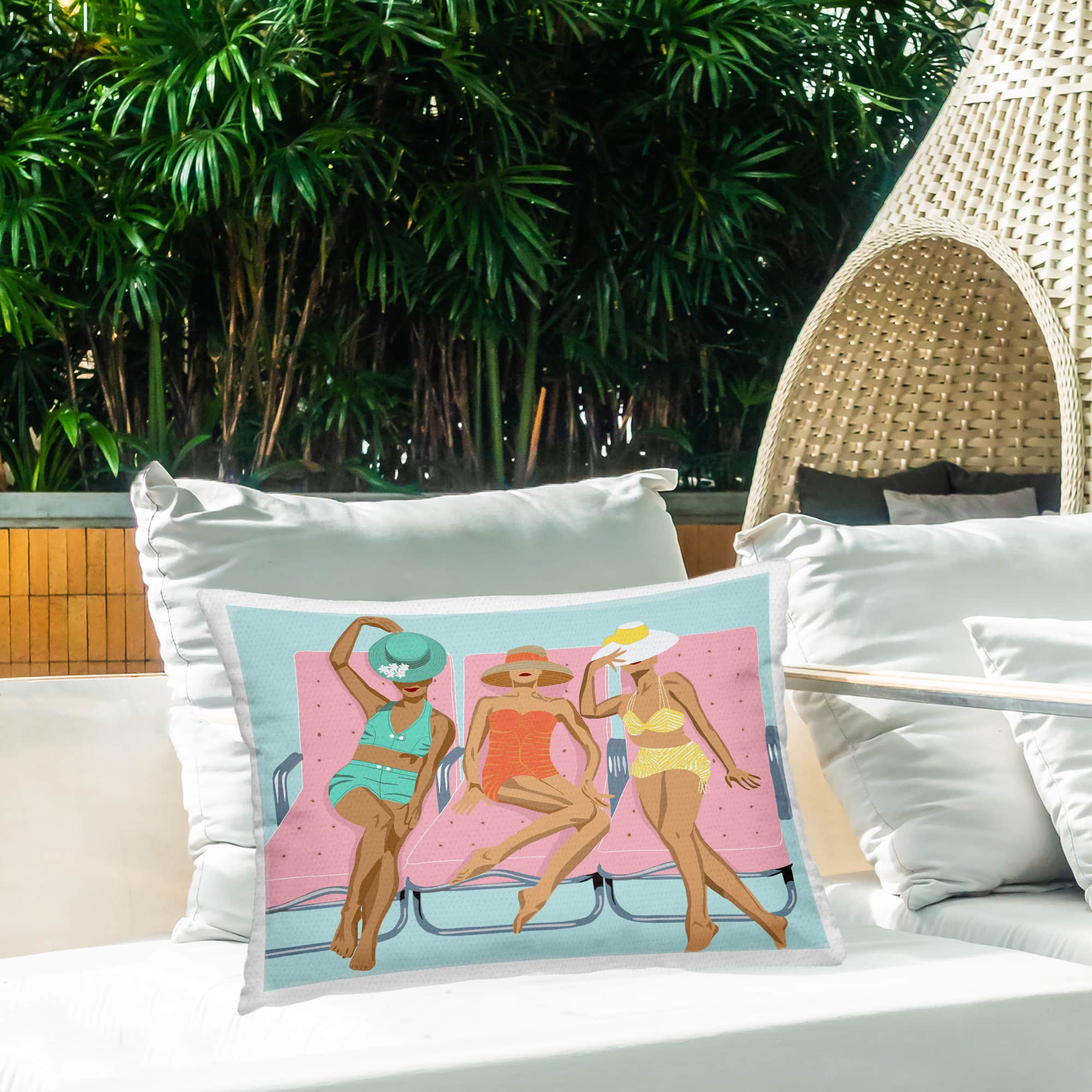 Stupell Industries 14" x 20" Glam Beach Friends Outdoor Print Throw Pillow