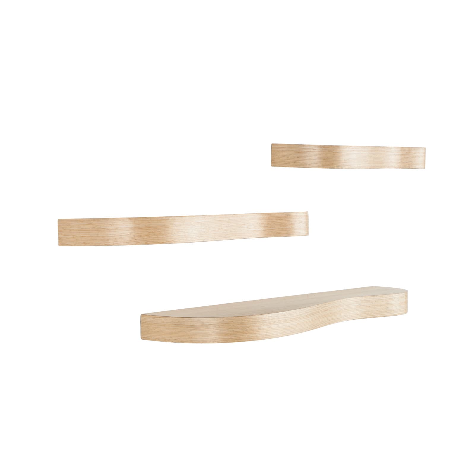Light Brown Wood Handmade Wall Shelf Set 