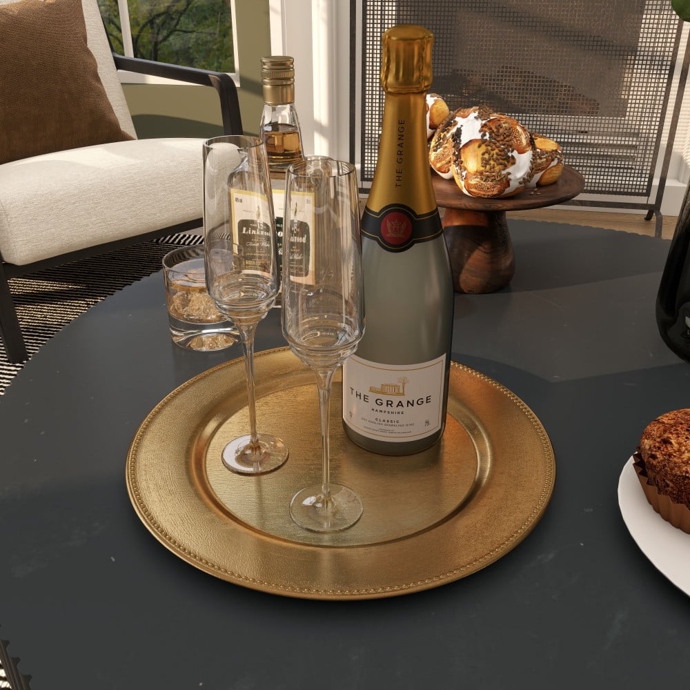 13" Gold Melamine Plastic Chargers, 8ct.