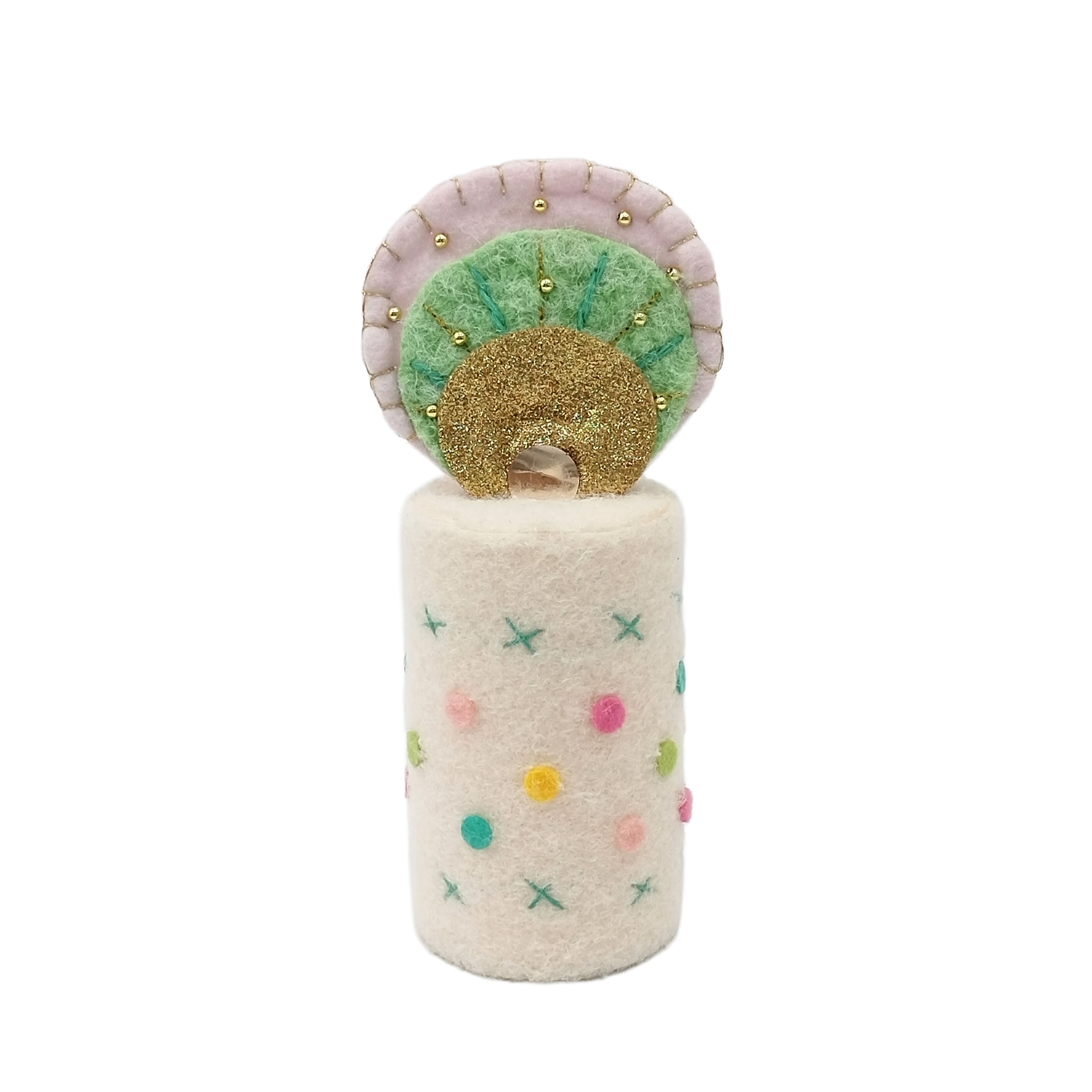 Michaels, 8.5" Whimsical Felt Tabletop Pillar with Dots by Ashland® – Category: Merry Kitschmas