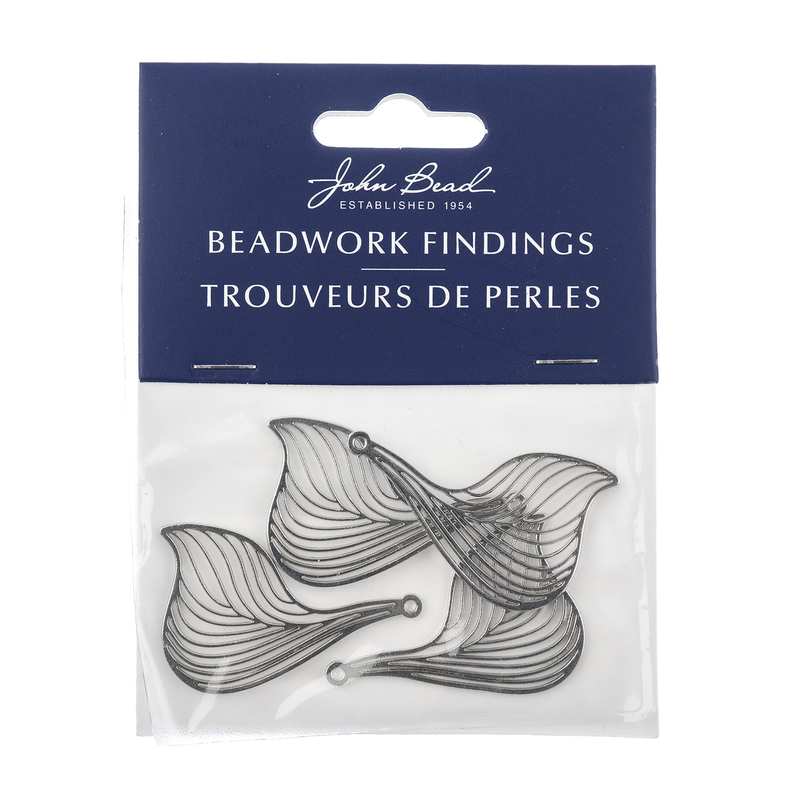 John Bead Silver Leaf Pendants, 4ct.