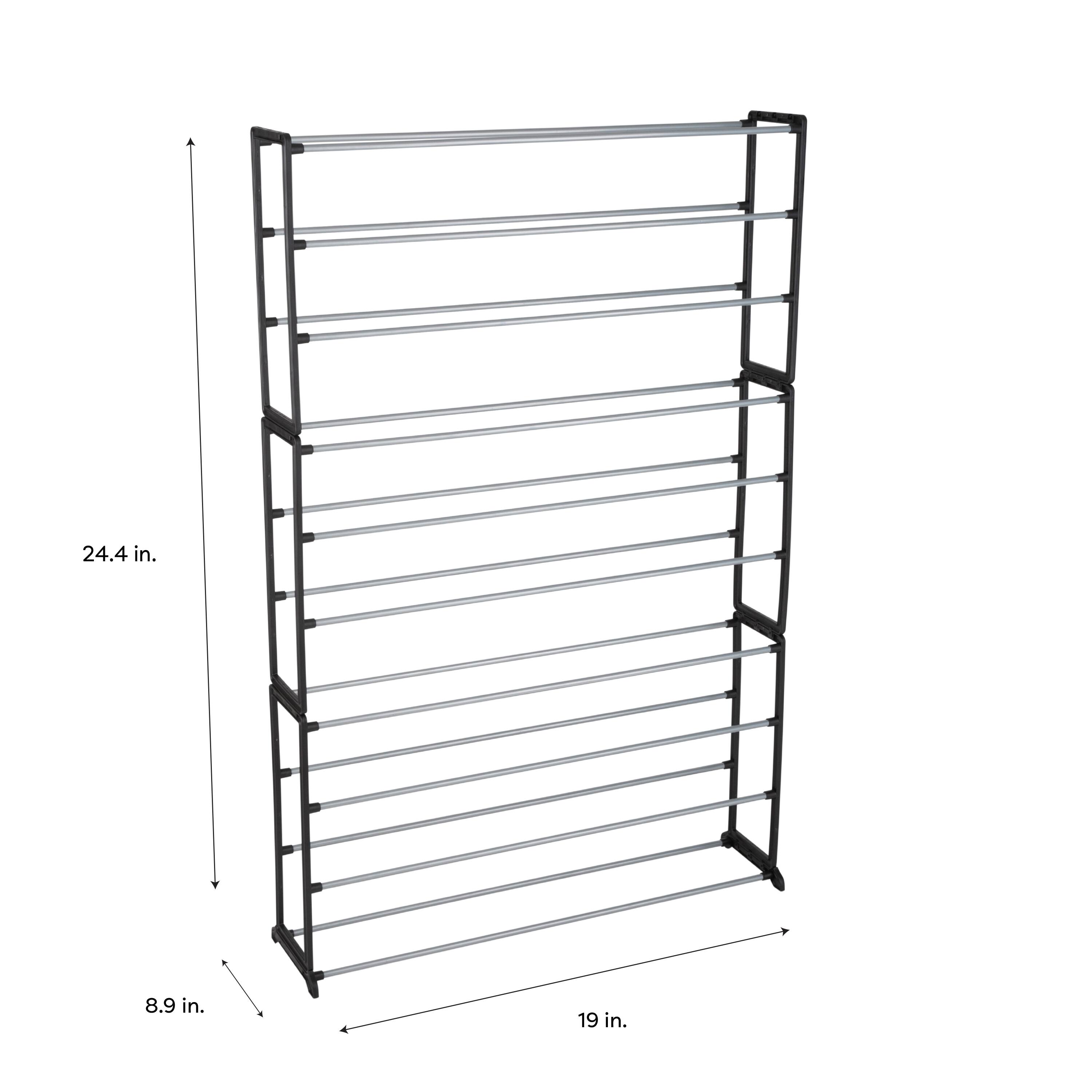 Simplify Black 50 Pair Shoe Organizer Rack