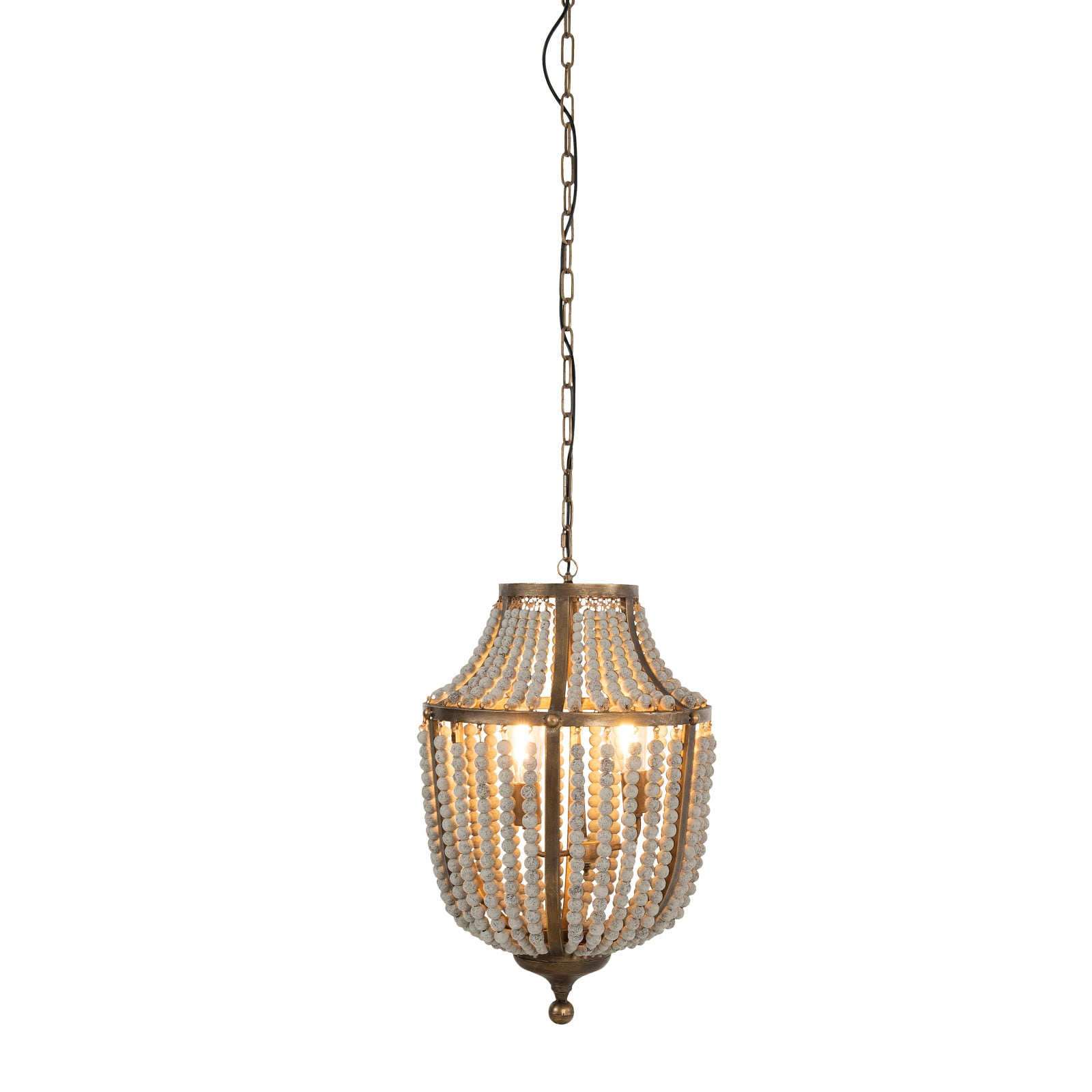 Hello Honey® 27" Metal Chandelier With White Wooden Beads