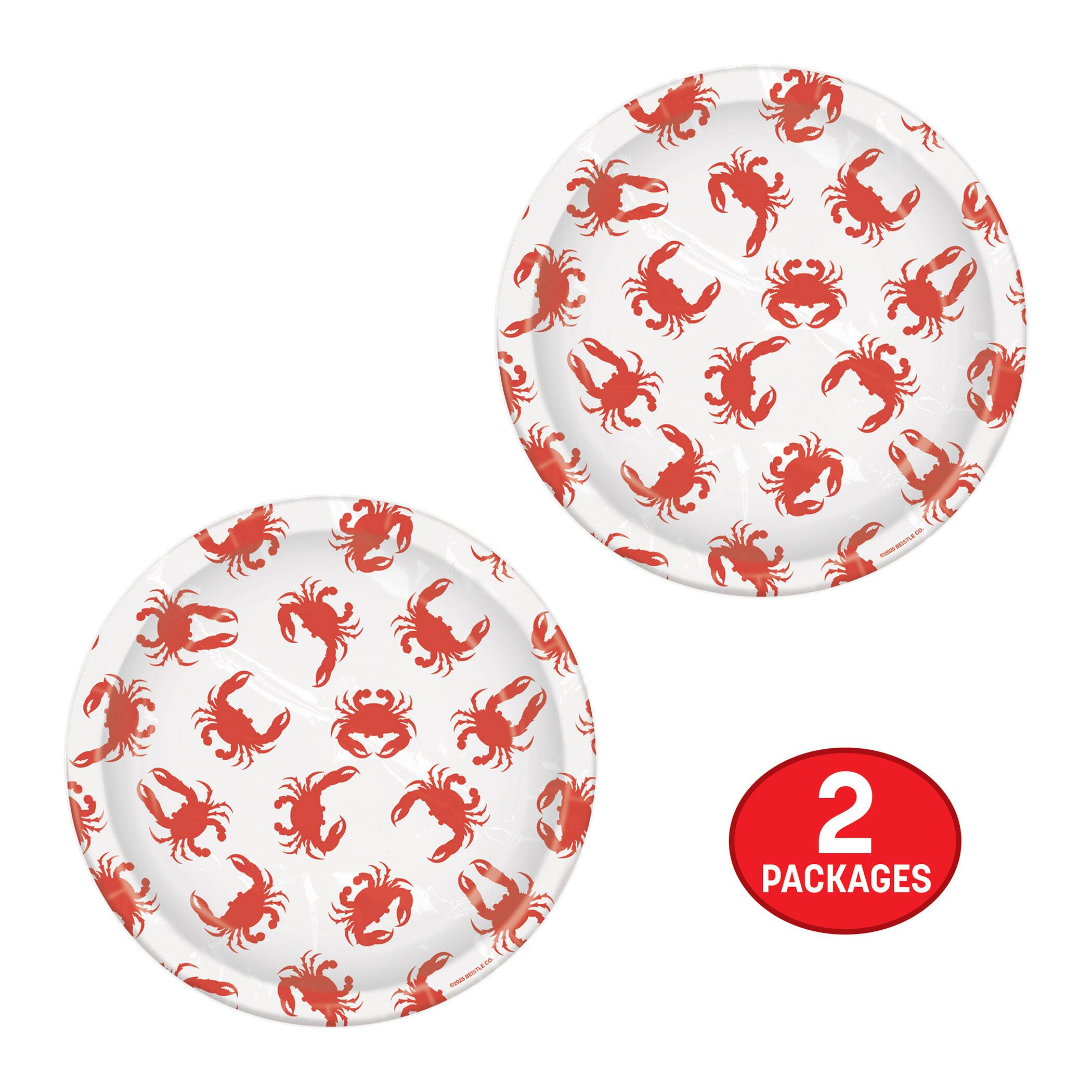 Beistle 9" White & Red Crab Plates, 16ct.