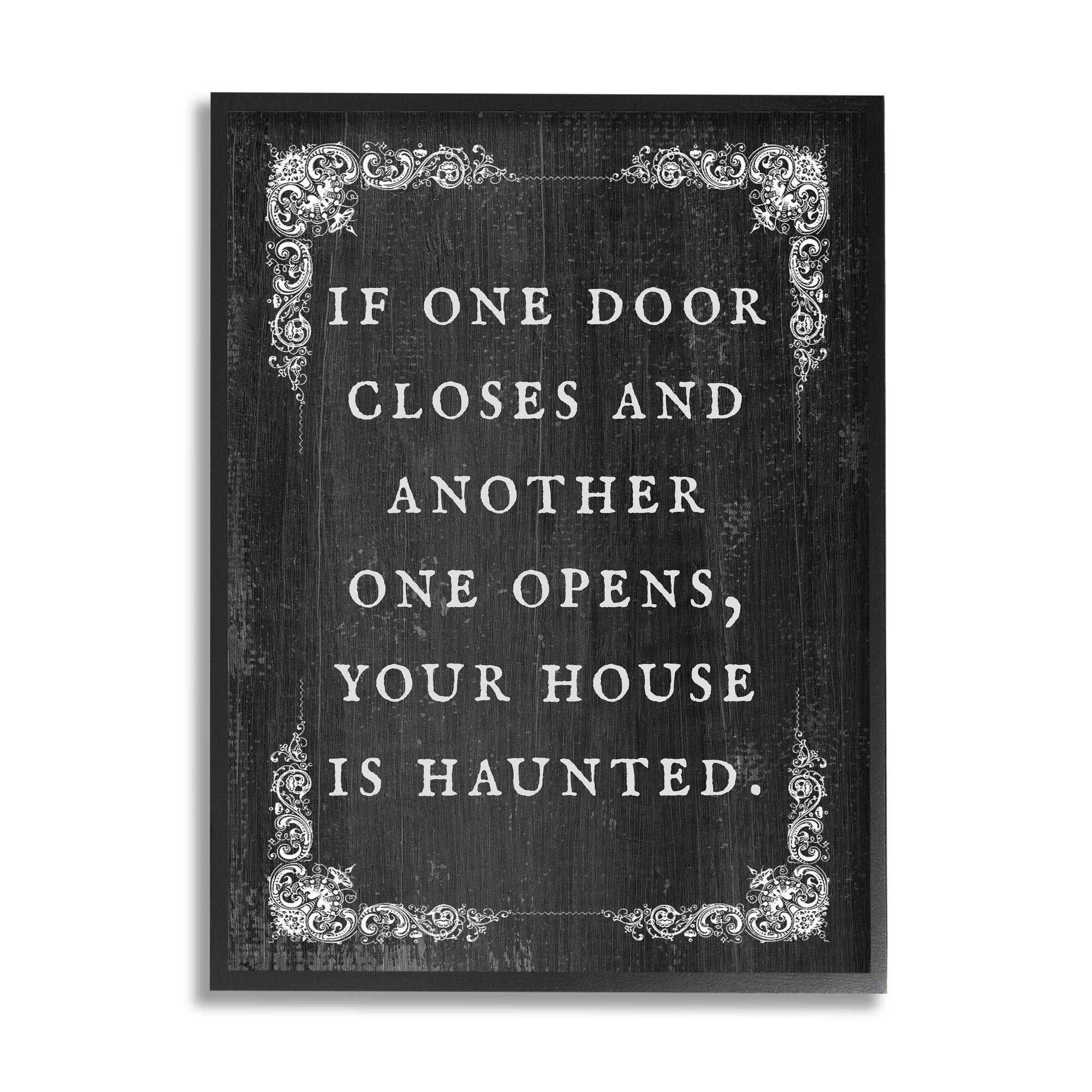 Stupell Industries Funny Haunted House Phrase Framed Giclee Art