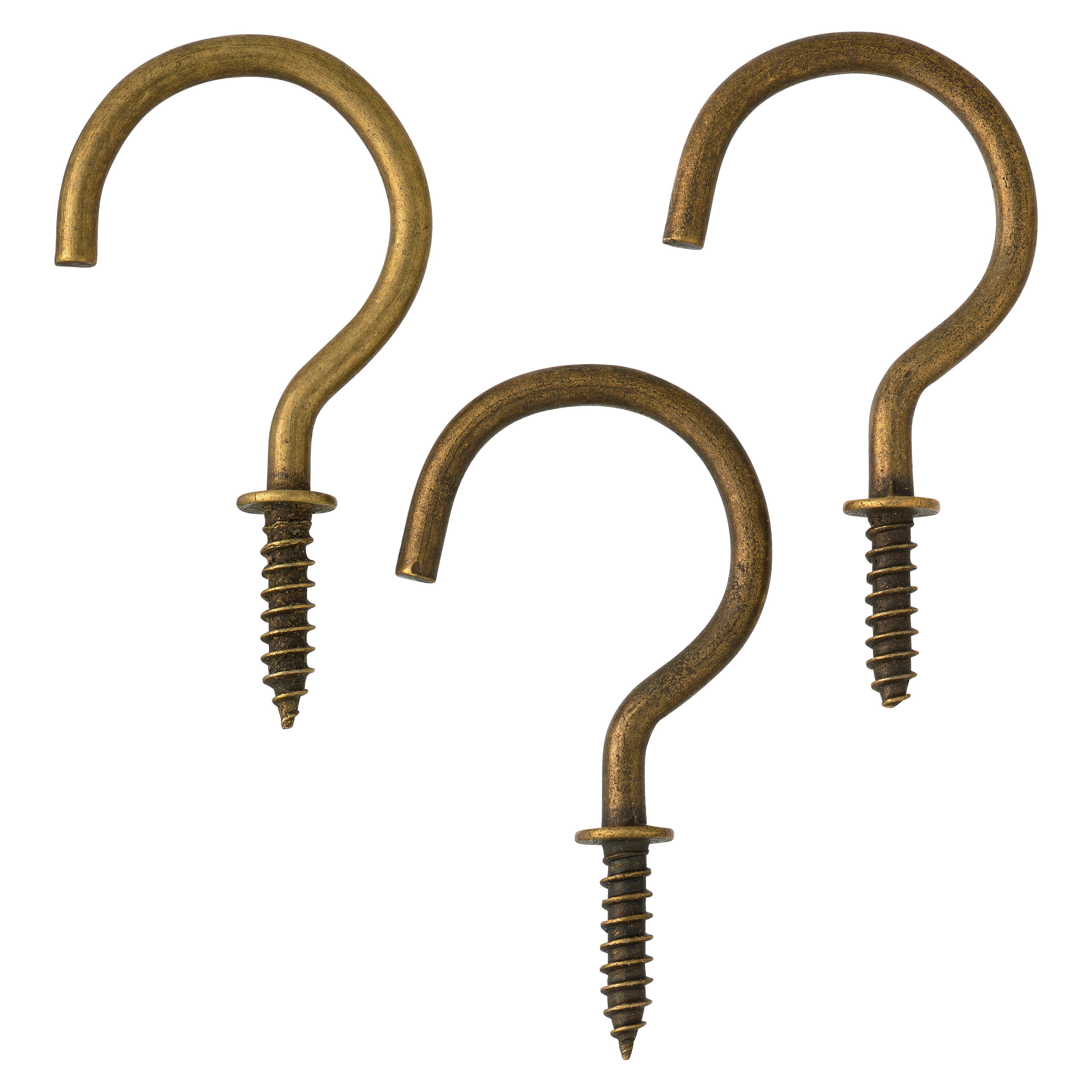 24 Packs: 3 ct. (72 total) 1.25" Antique Brass Cup Hooks by Studio Décor®
