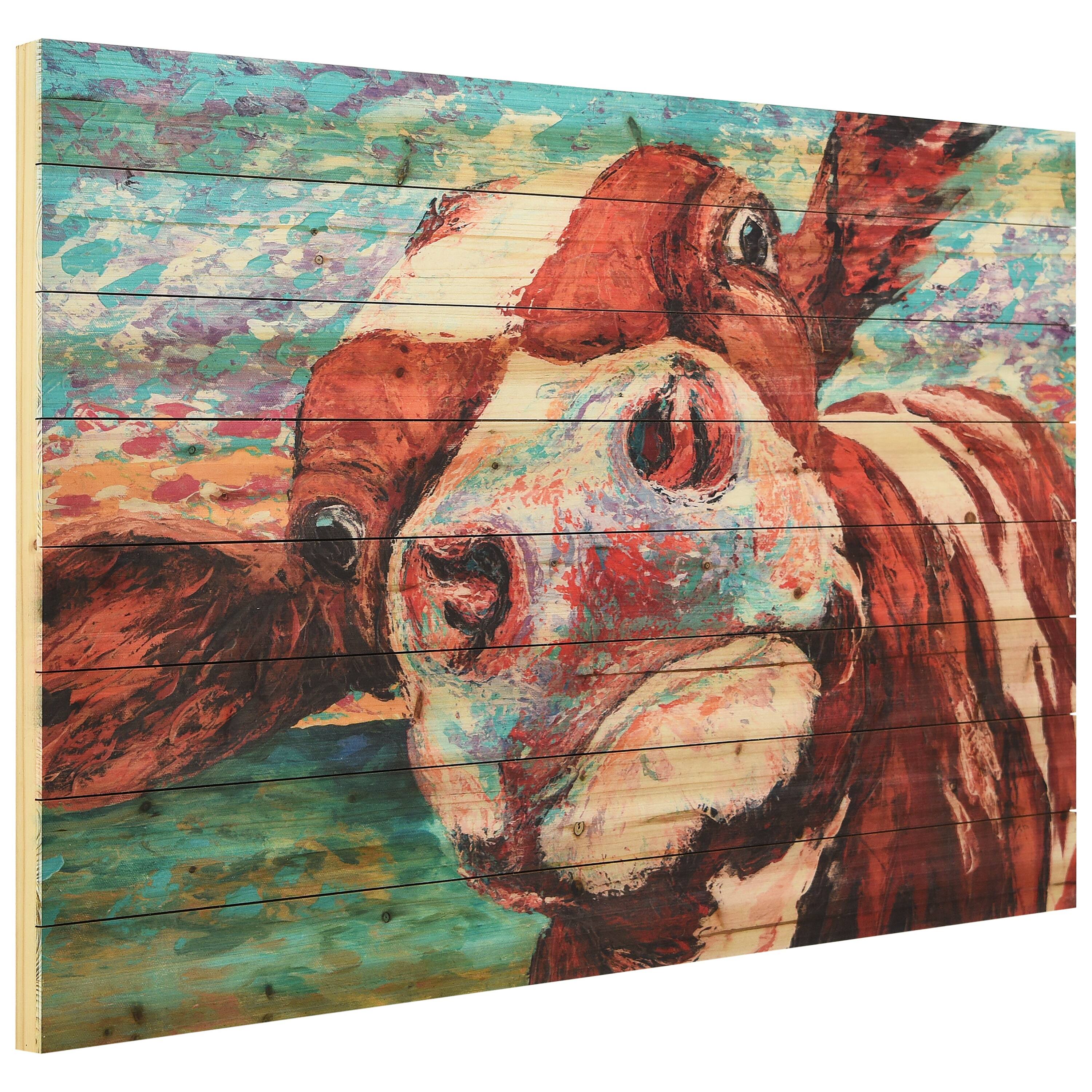 Empire Art Direct Arte de Legno 30" x 45" Curious Cow 3 Wall Art