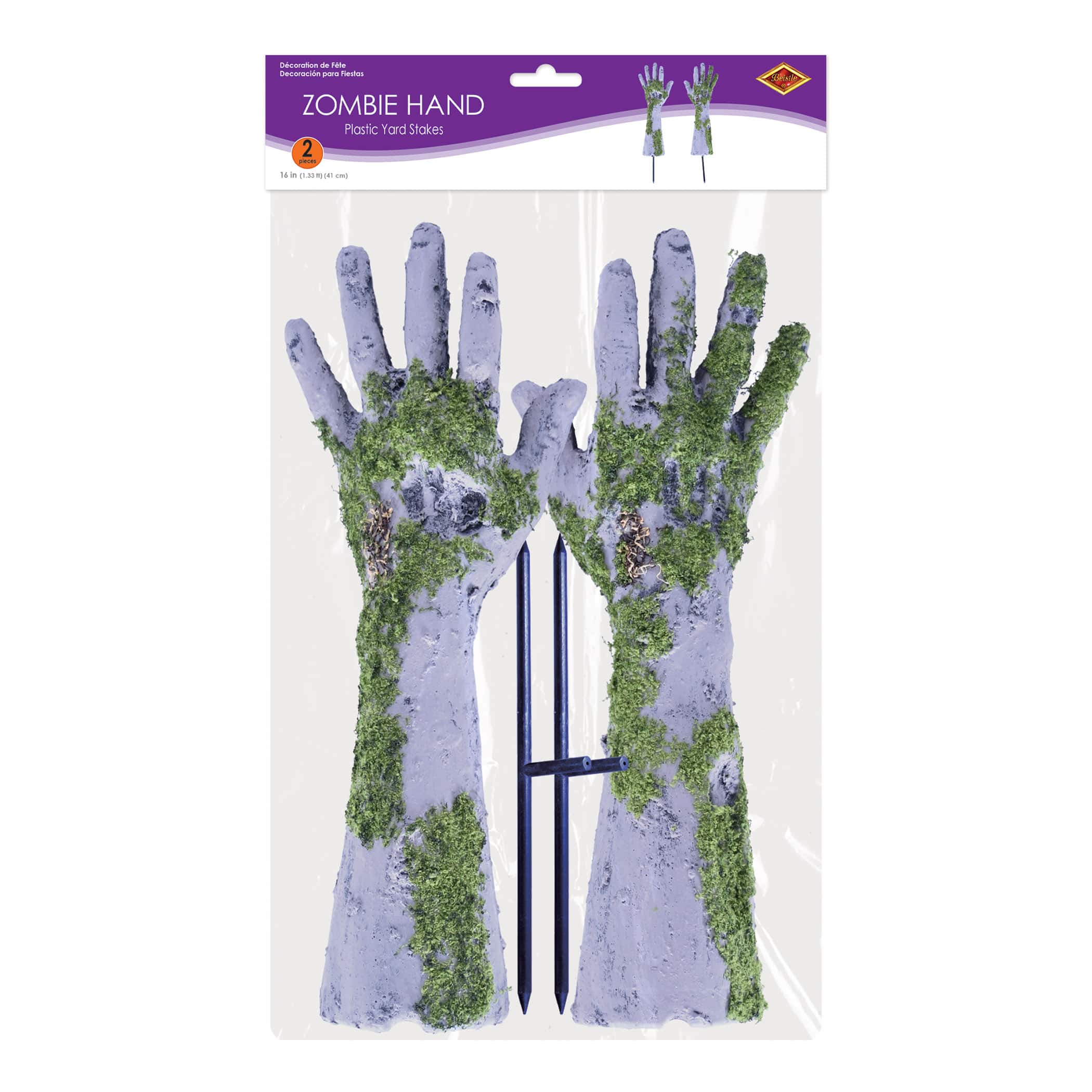 Beistle Zombie Hand Plastic Yard Stakes Set