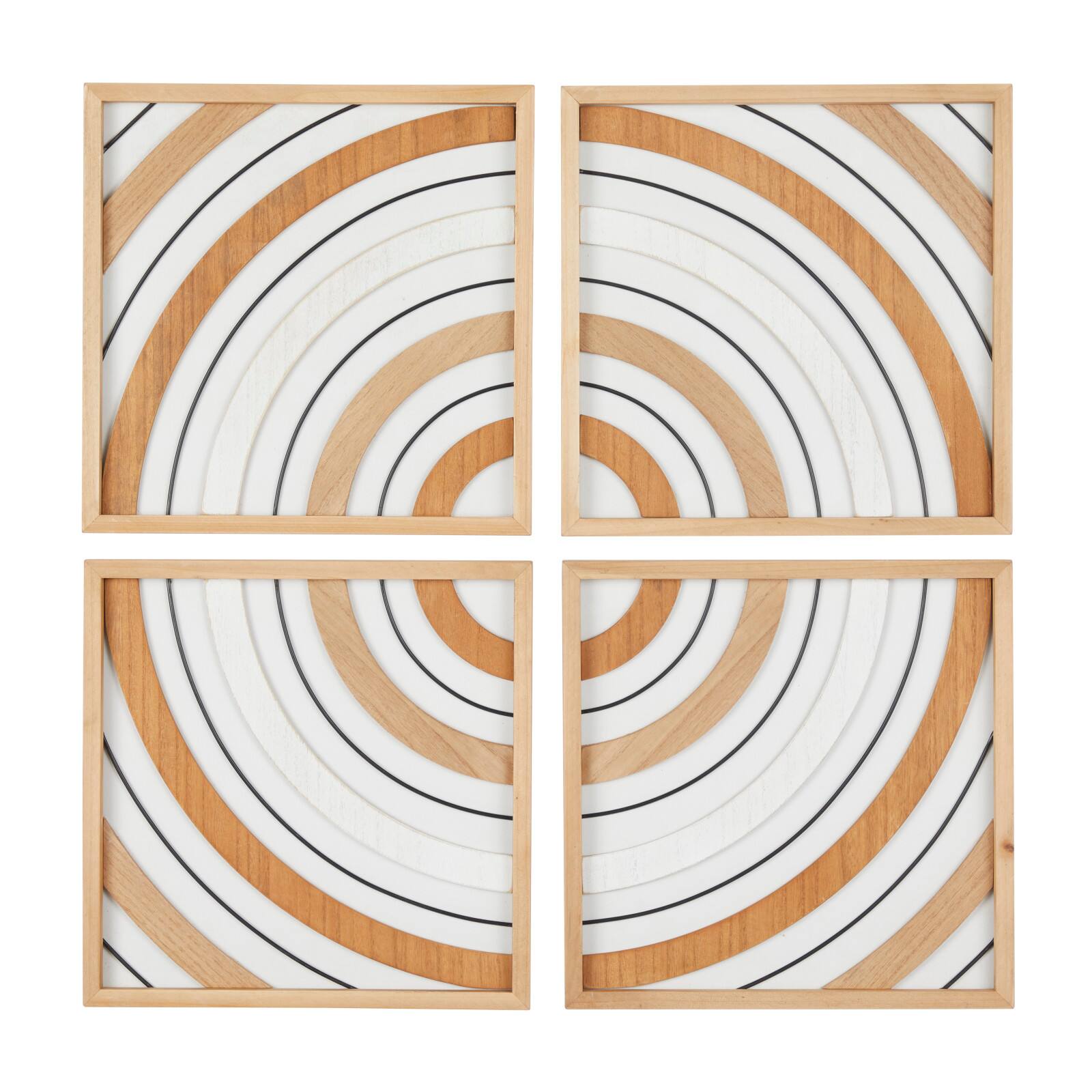 Brown Wood Geometric Wall Décor Set