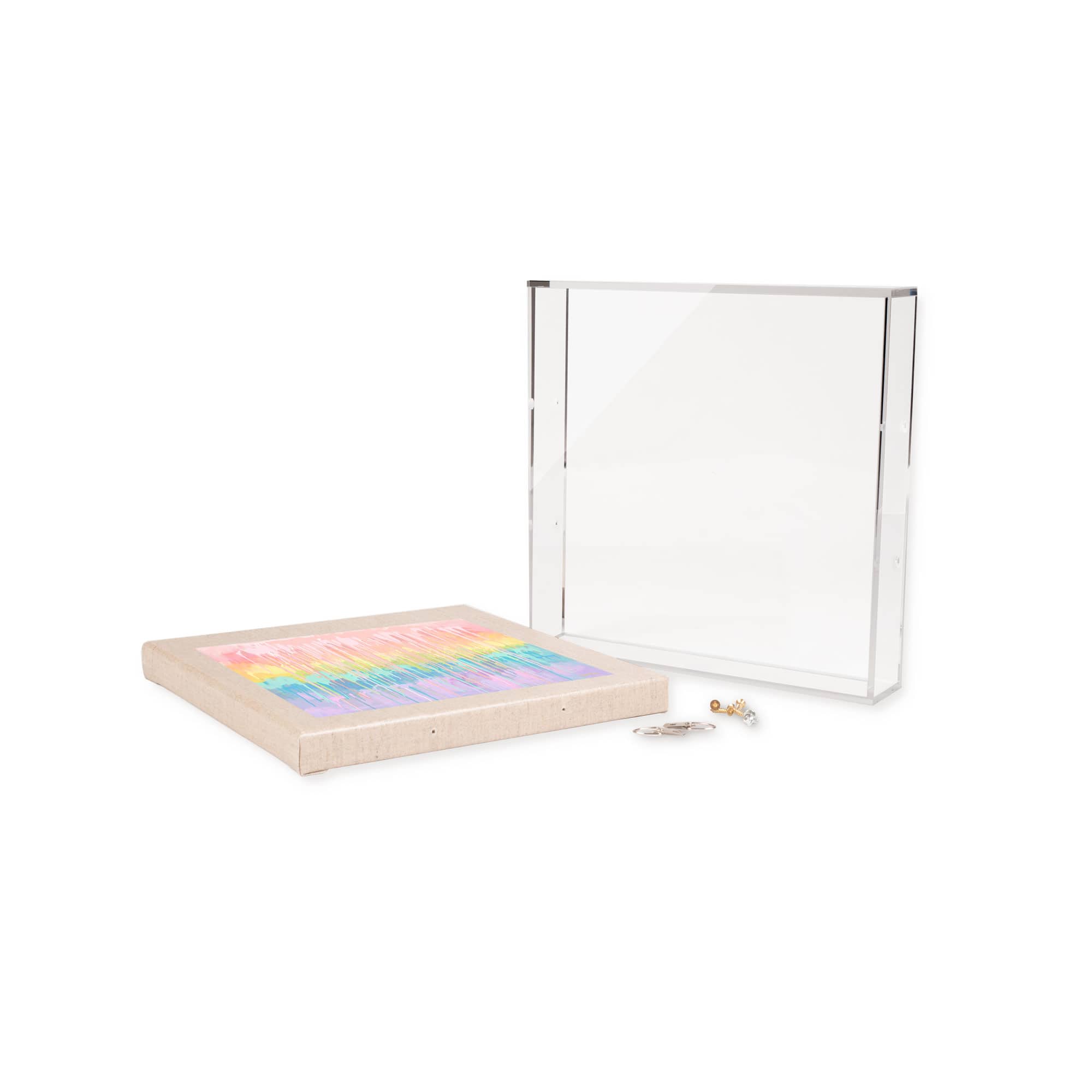 Wexel Art 2" Depth Clear UV Grade Acrylic Shadowbox with Beige Linen Stretched Canvas