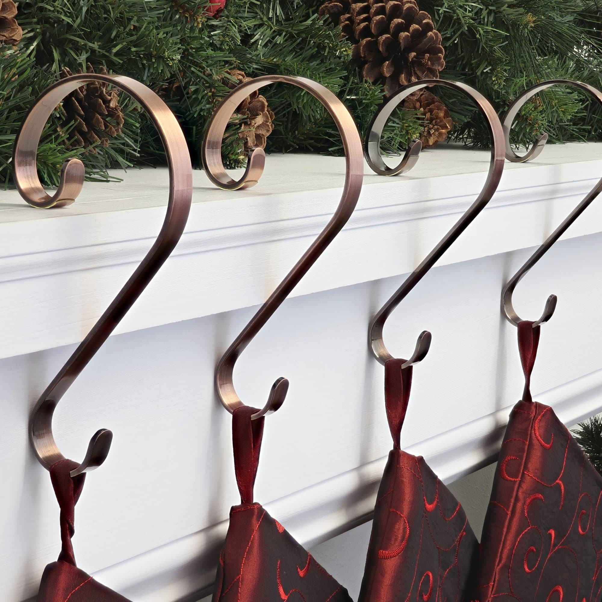 Haute Decor Stocking Scroll® Brushed Copper Stocking Holders, 4ct.