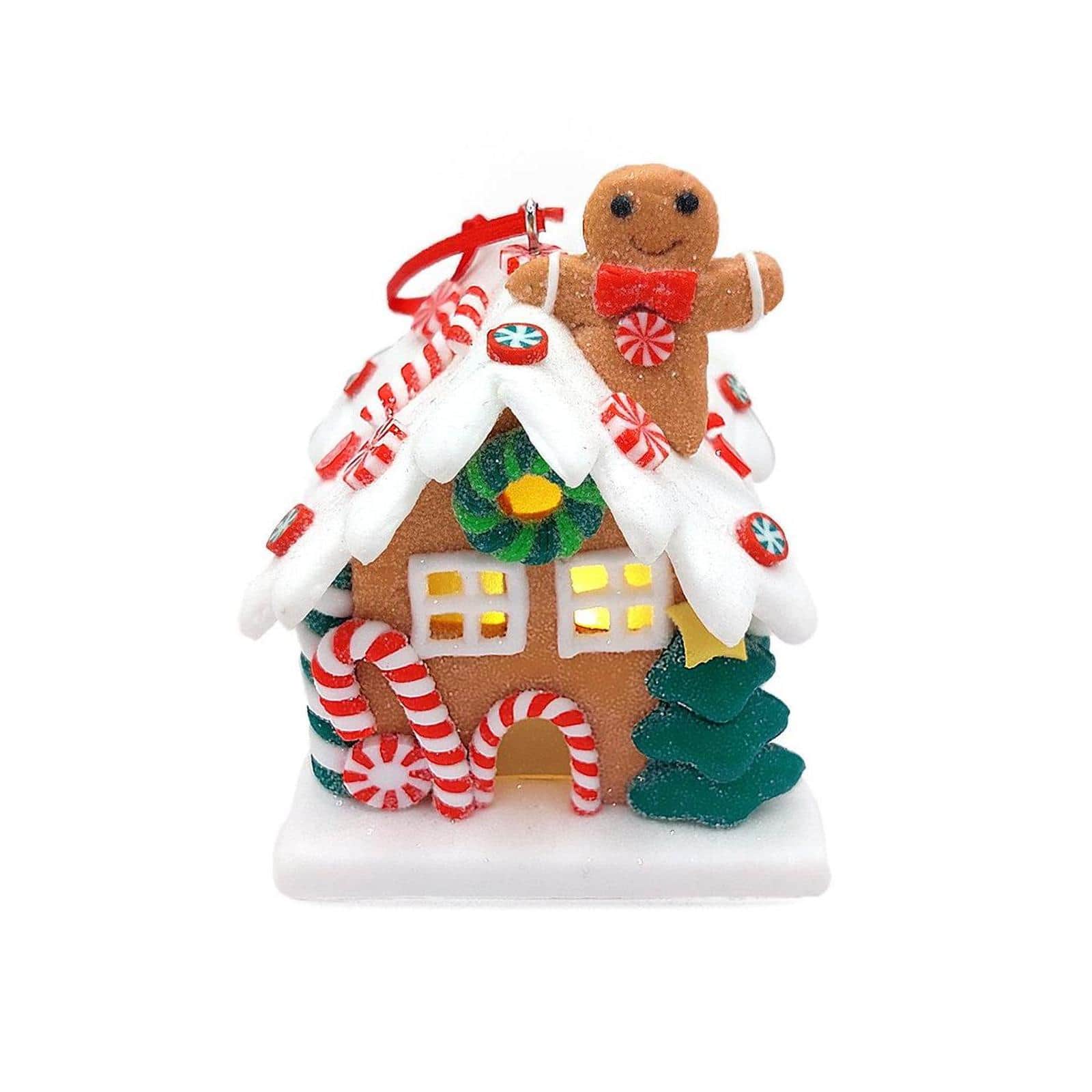 Wizardi Gingerbread Snow House Christmas Ornament, 1pc.