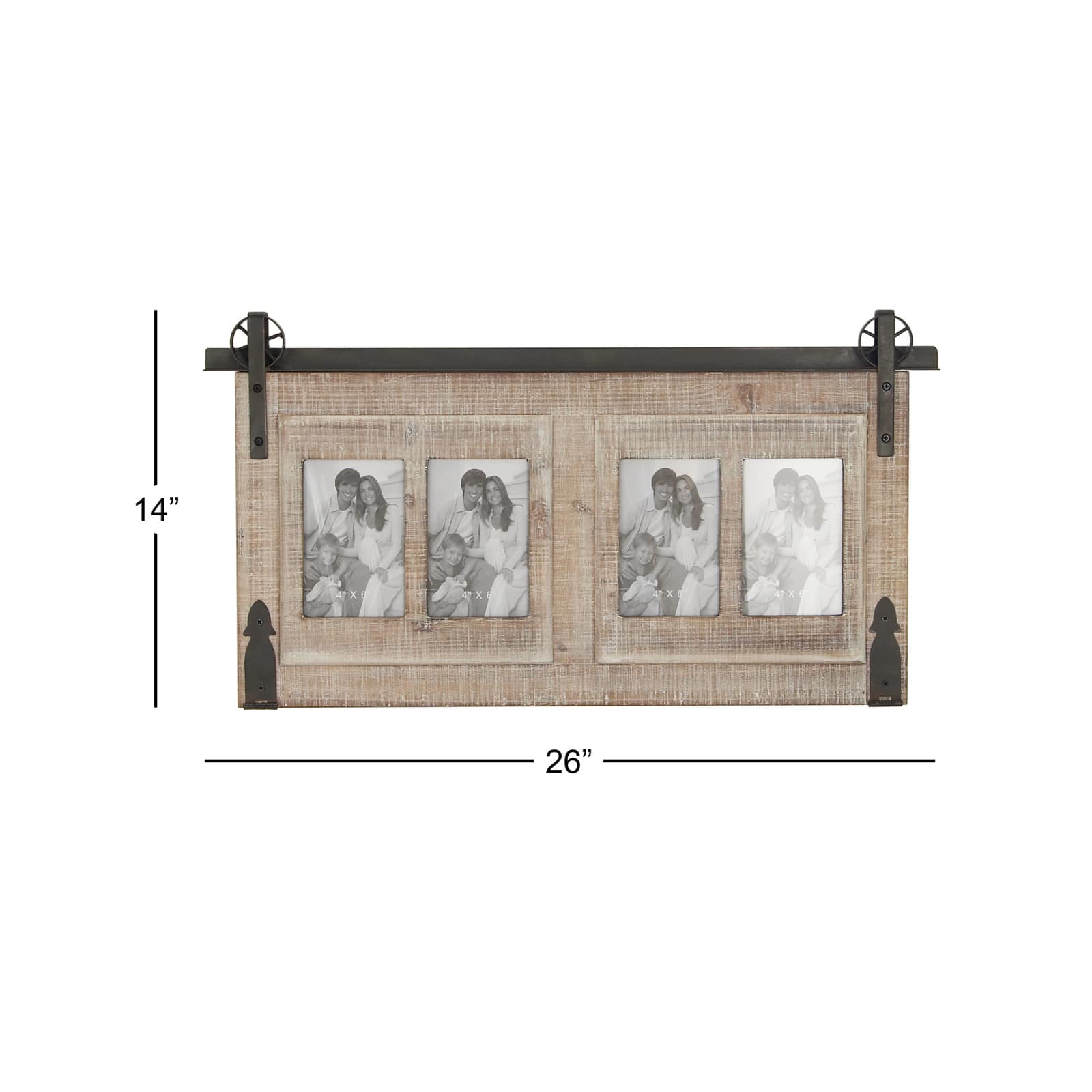 4 Opening Natural 4" x 6" Wood Farmhouse Frame