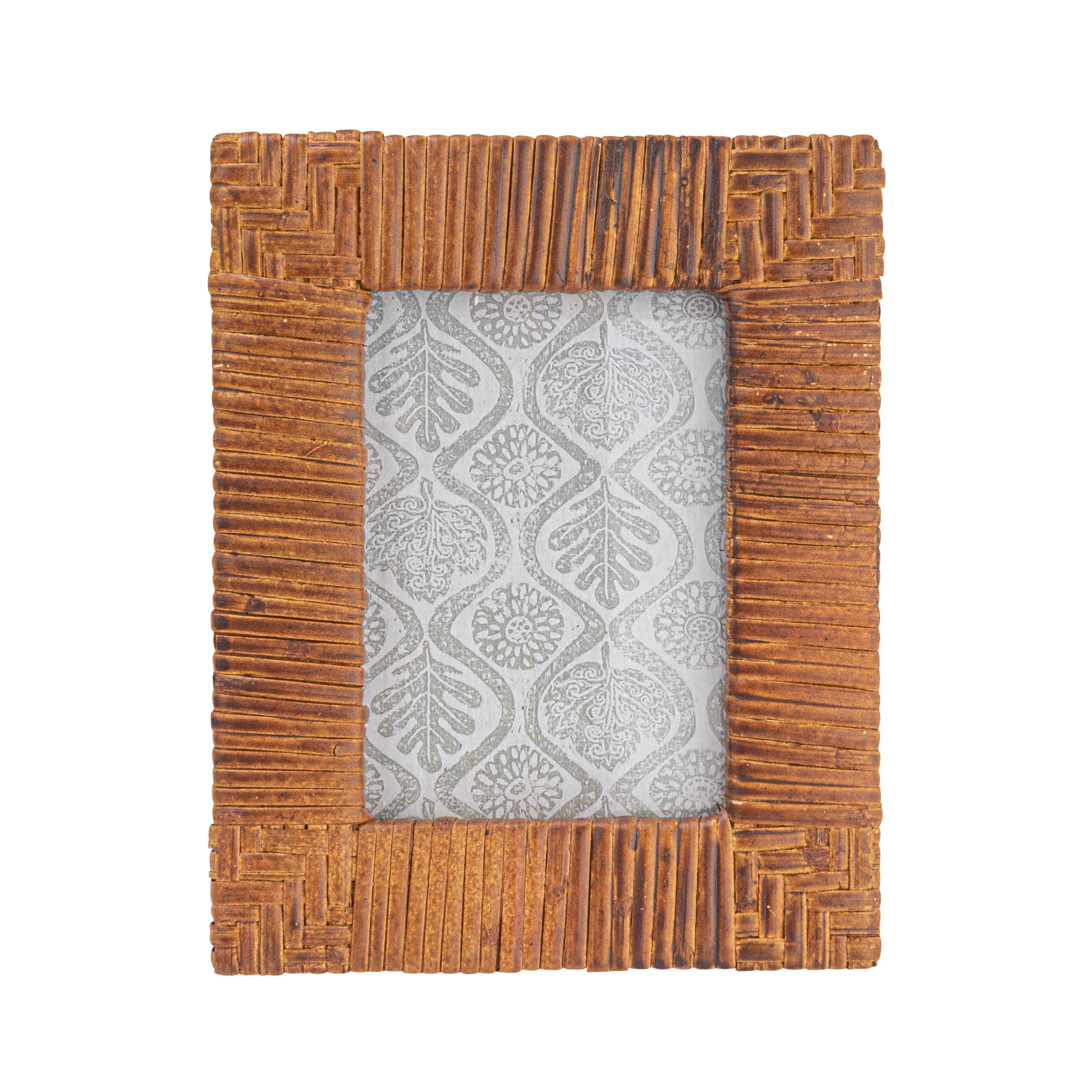 Hello Honey® Natural Stained Handwoven Rattan Photo Frame