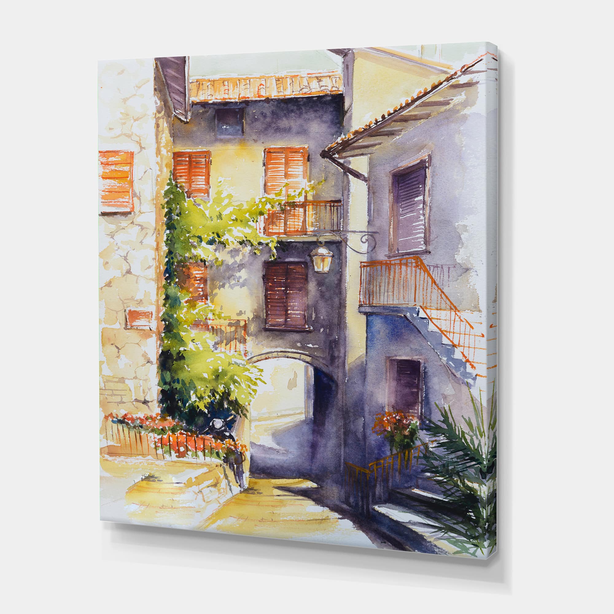 Designart - Rustic and Idyllic Italian VIllage - Country Canvas Wall Art Print
