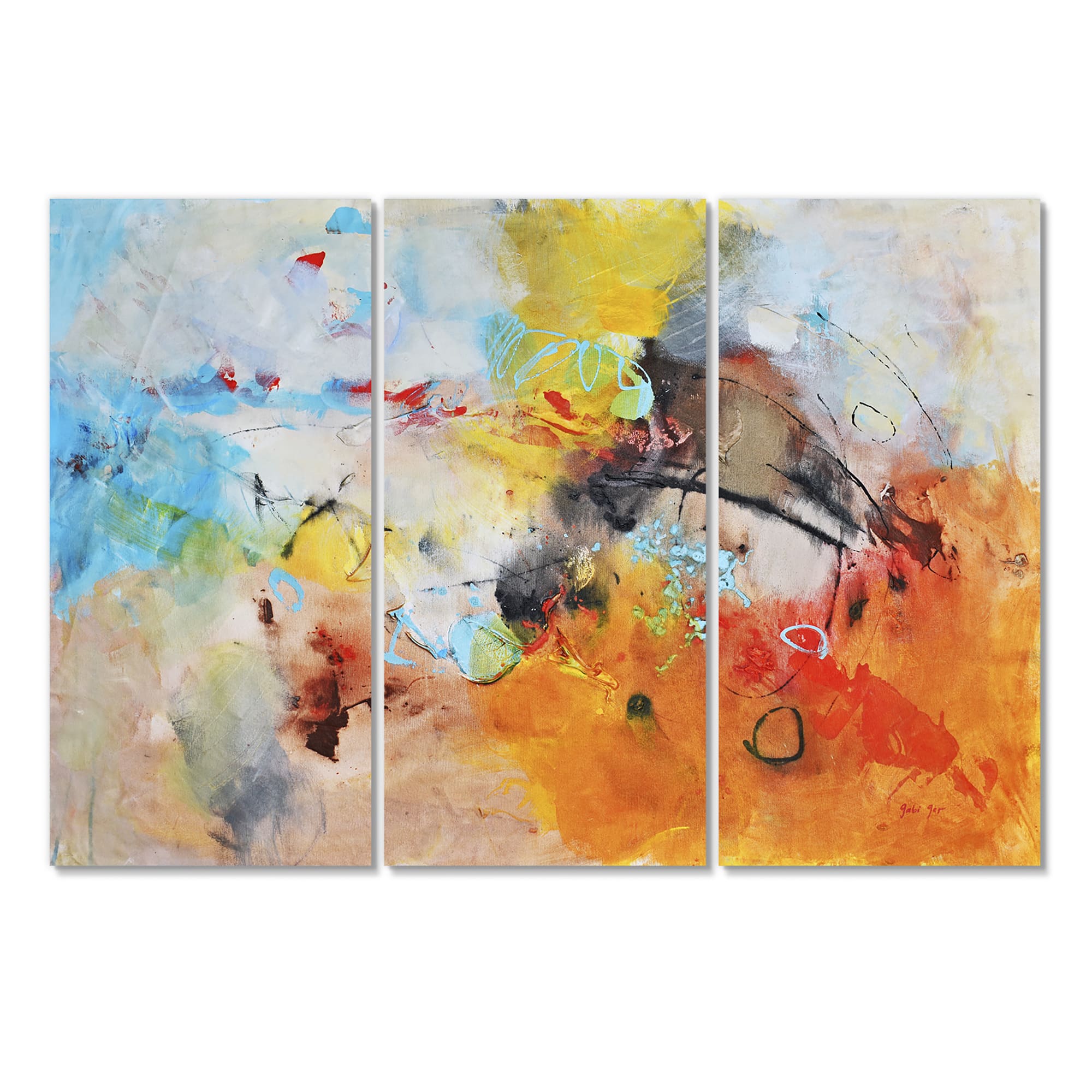 Designart - Blue And Yellow Color Spatters II
