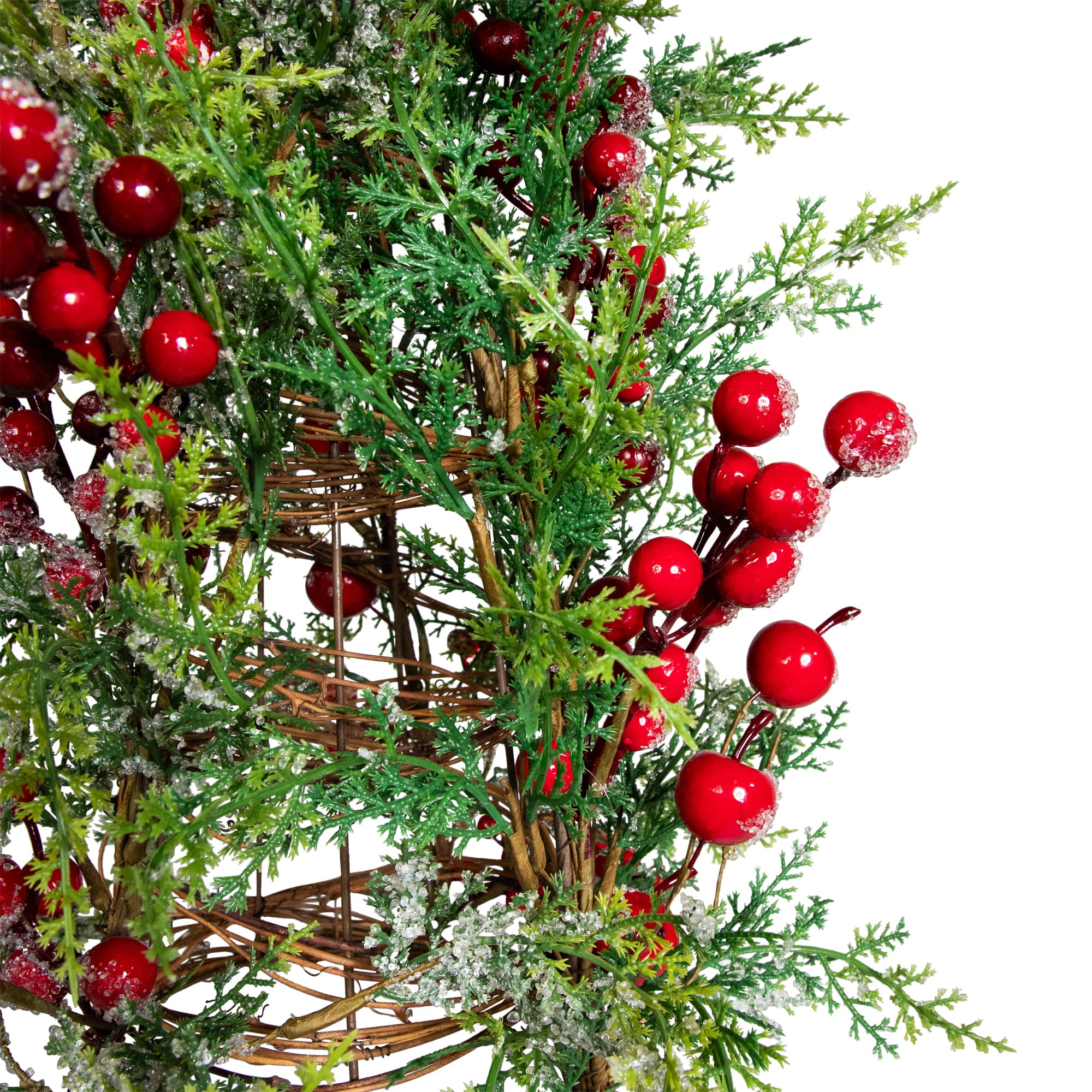 27" Icy Pine & Red Berry Cone Artificial Christmas Tree