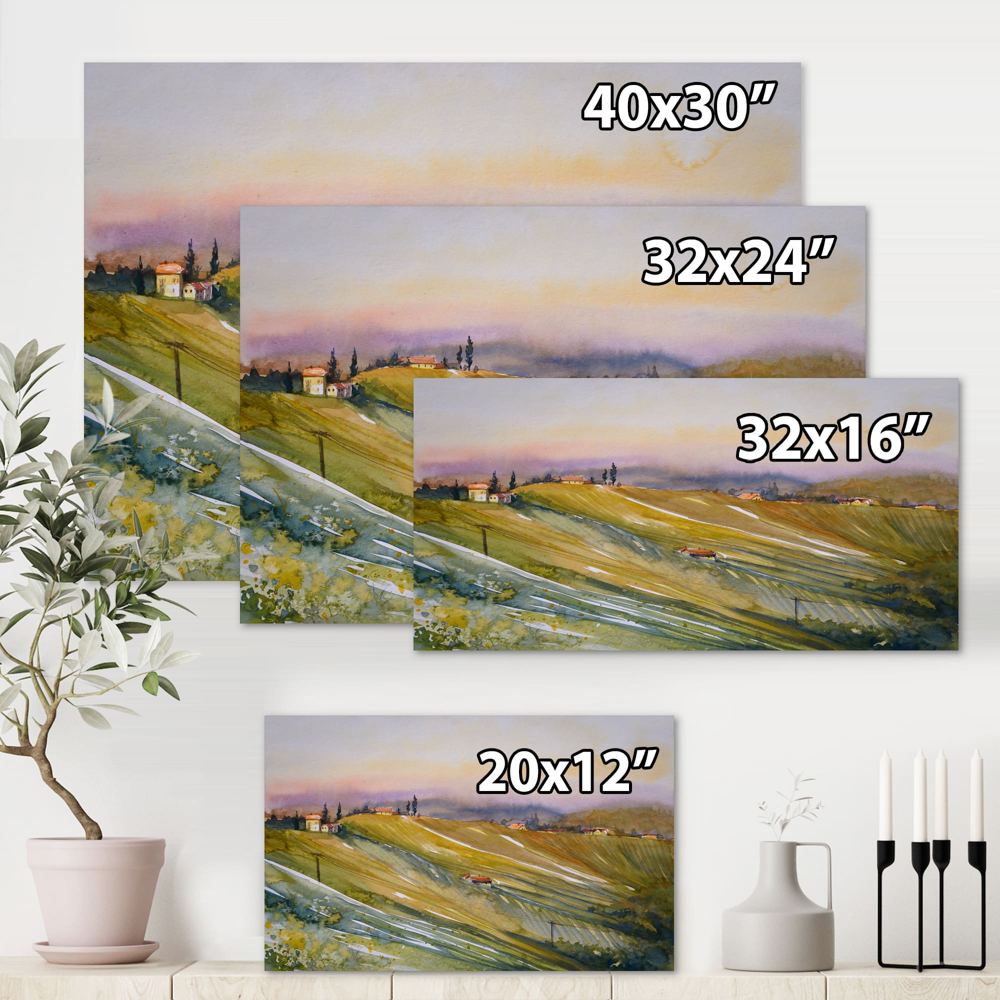 Designart - Vineyard At Dawn In Tuscany Italy - Country Canvas Wall Art Print
