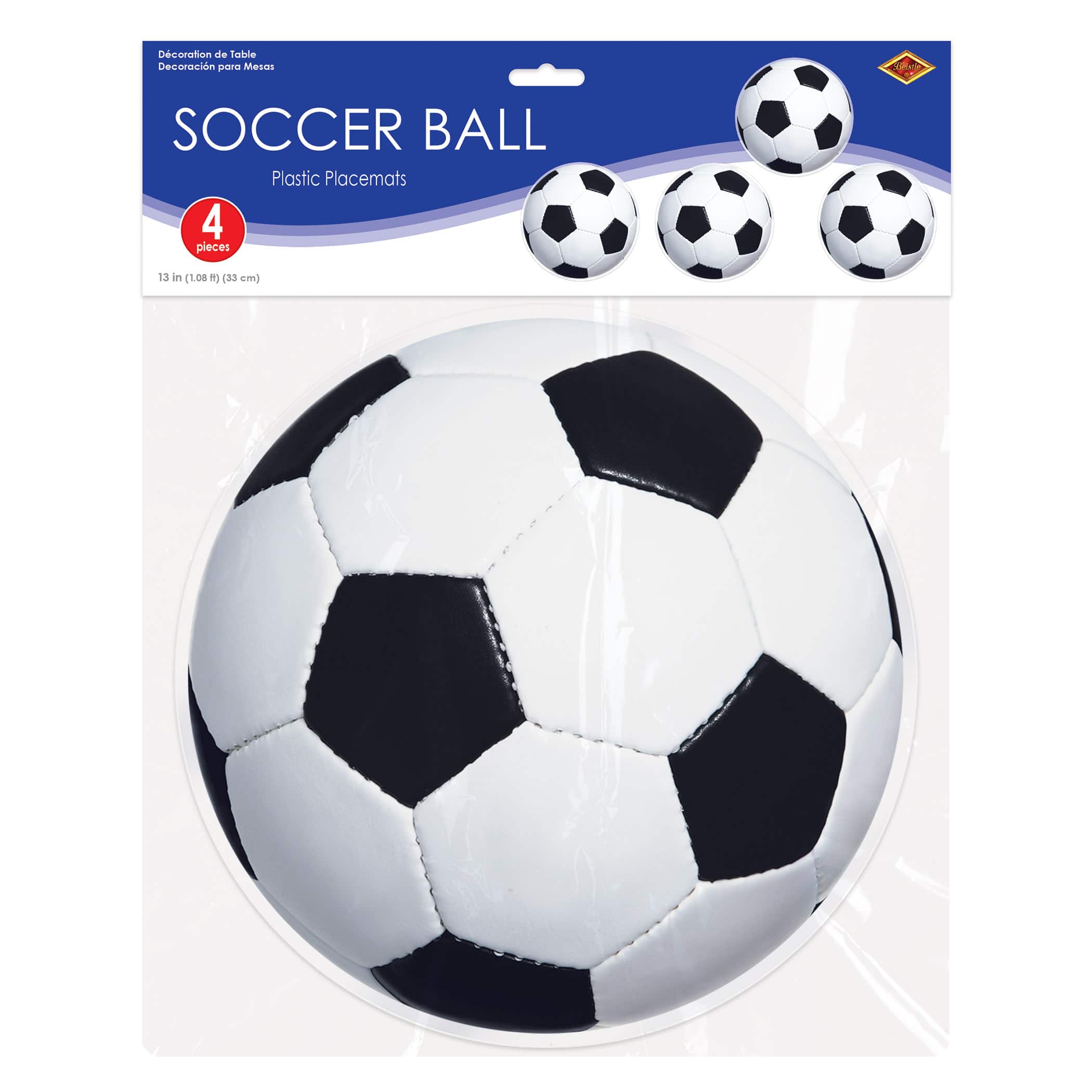 Beistle 13" Soccer Ball Plastic Placemats, 4ct.