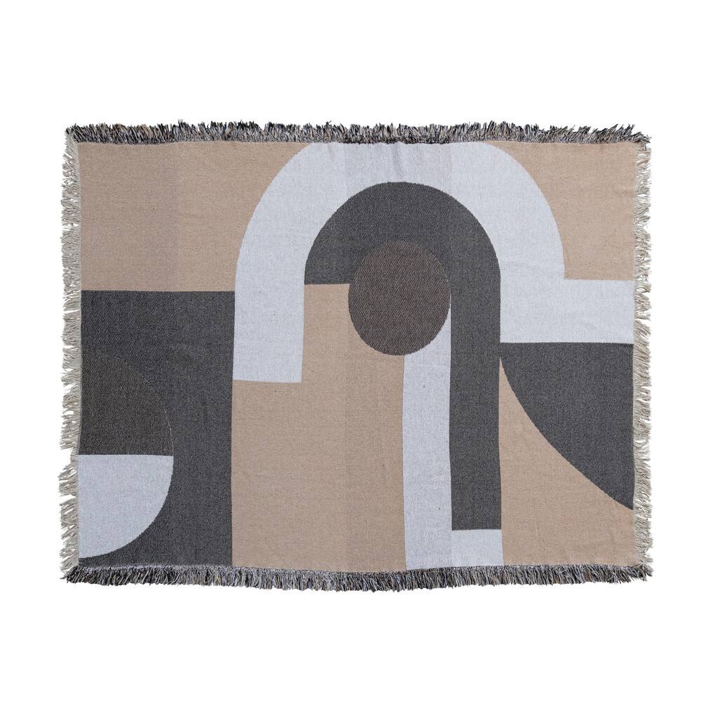 Hello Honey® Multicolor Modern Recycled Cotton Throw Blanket with Print & Fringe