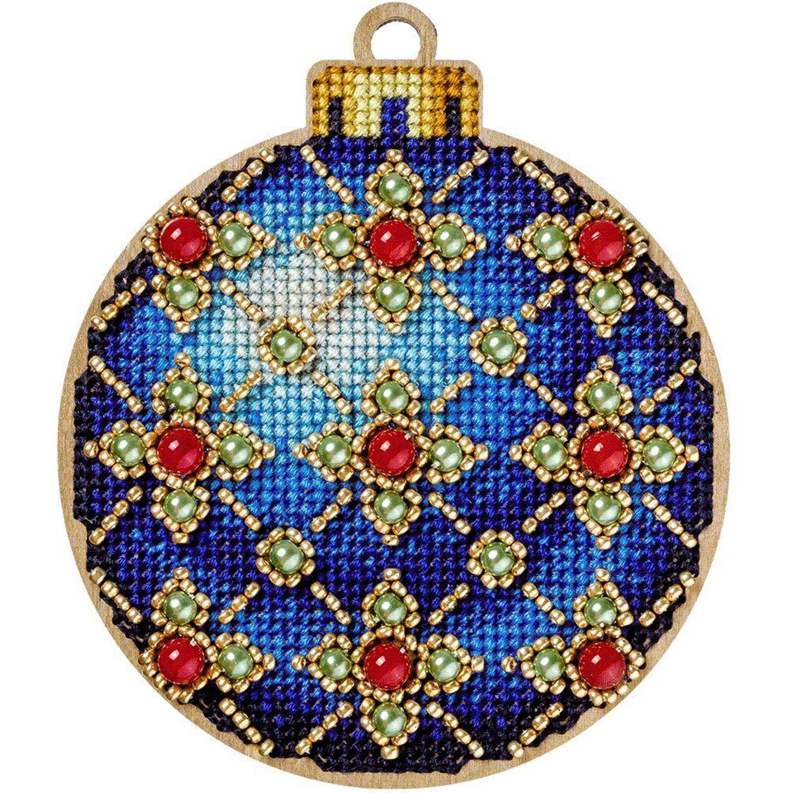 Wonderland Crafts Blue & Red Ornament Cross-Stitch Kit