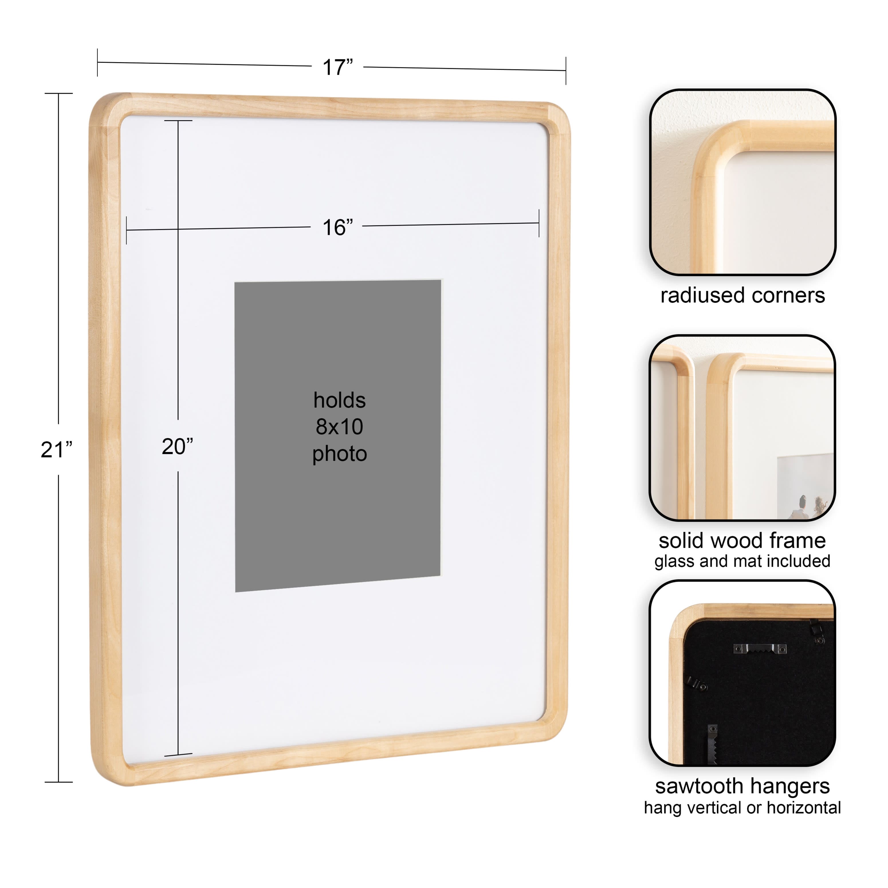 Kate and Laurel 16" x 20" Inglewood Picture Frames with 8" x 10" Mat