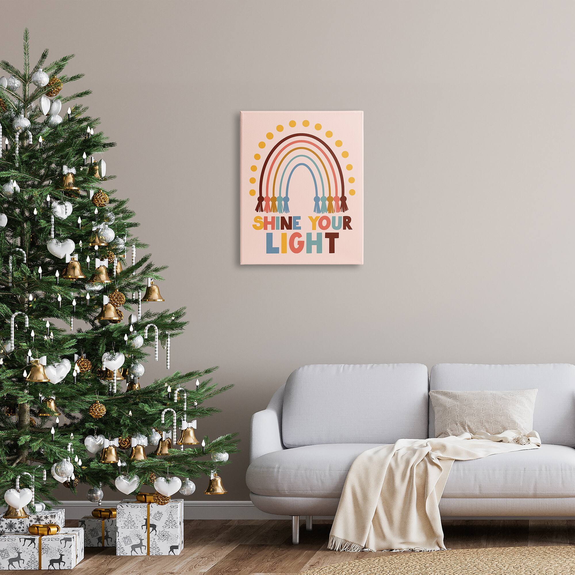 Stupell Industries Shine Your Light Hanukkah Rainbow Canvas Wall Art