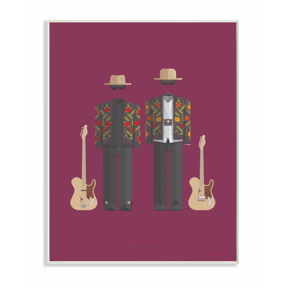 Stupell Industries Famous People Character Fashion Design ZZ Top Wood Wall Plaque