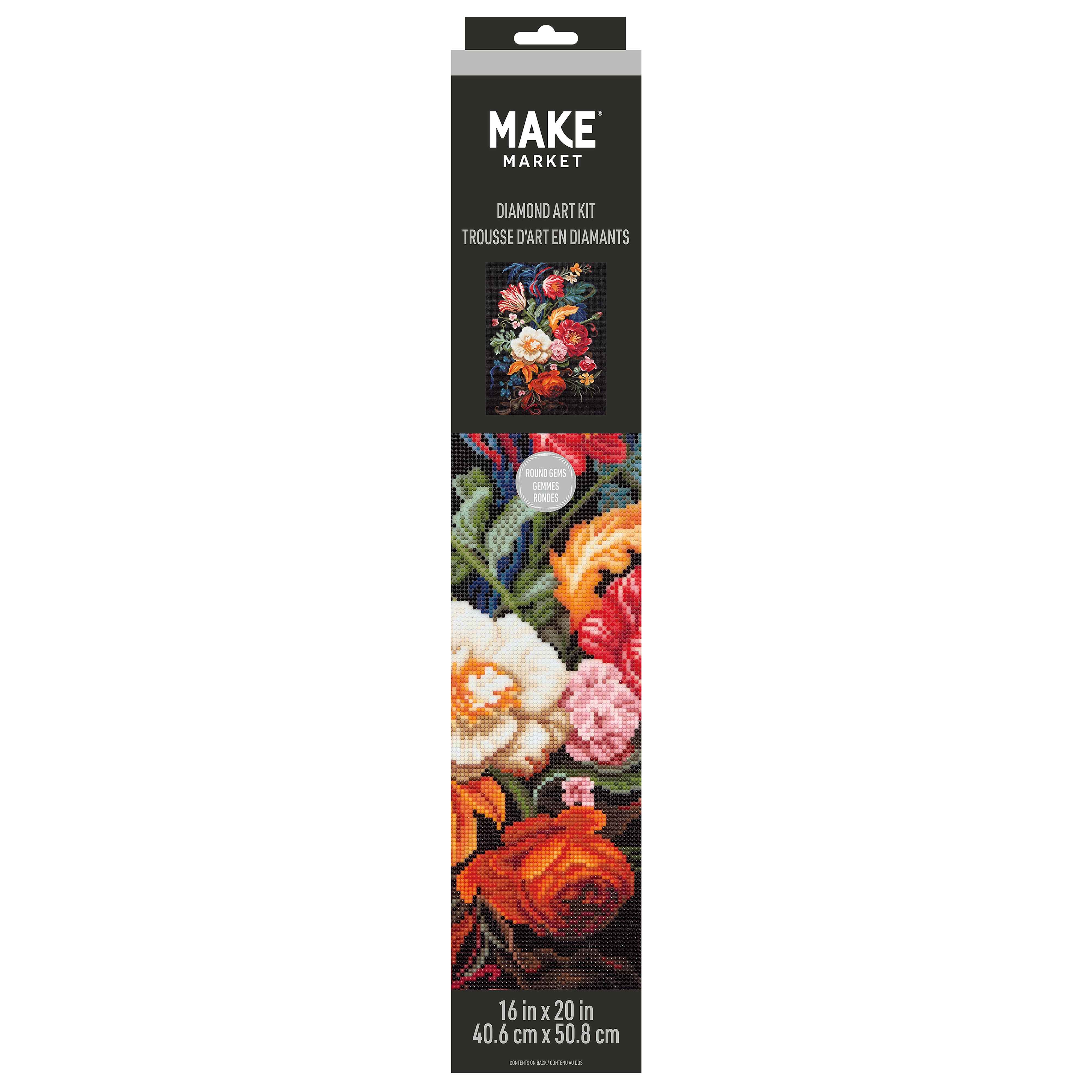 16" x 20" Dark Flowers Diamond Art Kit by Make Market®