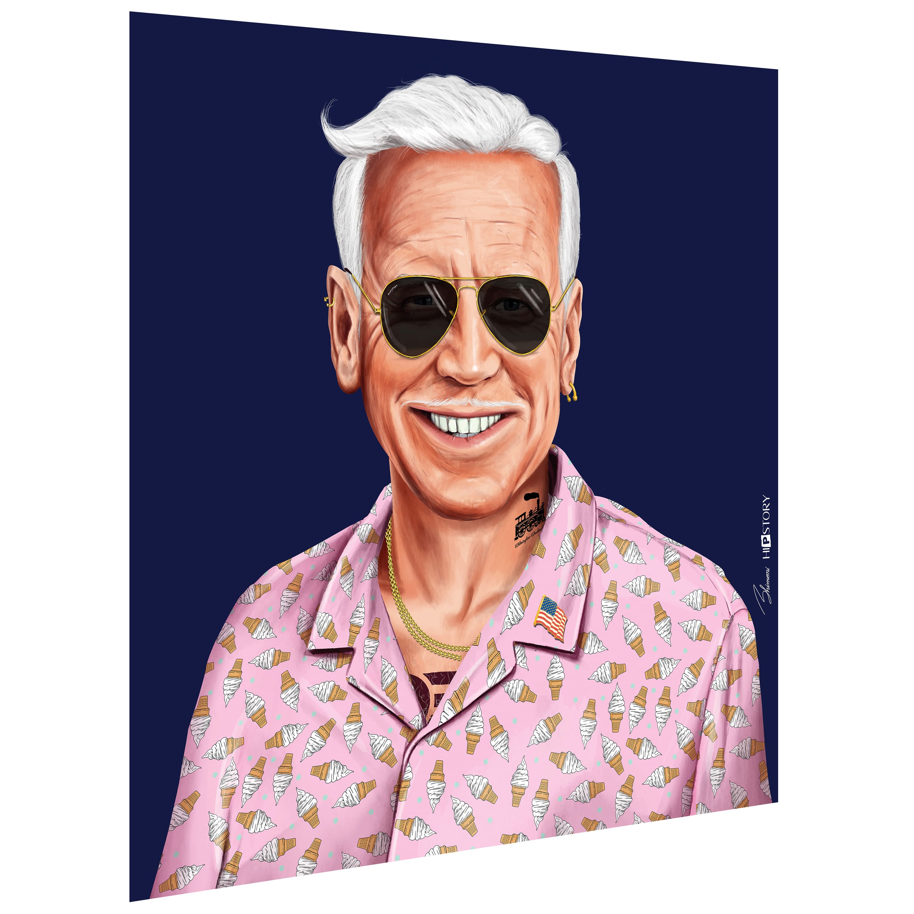 Empire Art Direct Hipstory™ 24" x 24" Hip Joe Biden Frameless Free Floating Printed Tempered Glass Wall Art