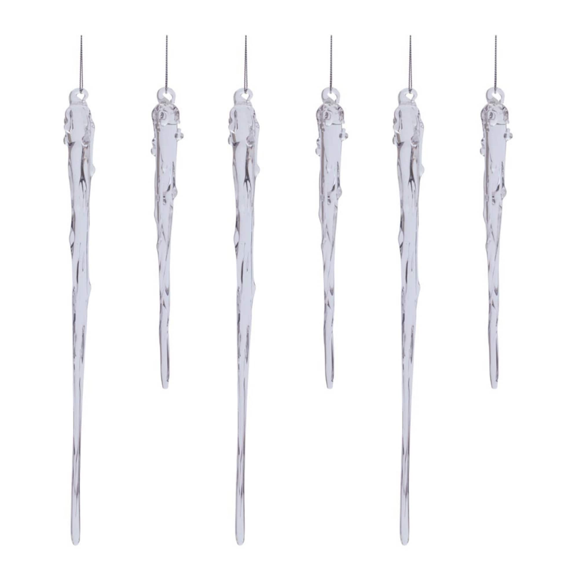 Melrose Dripping Icicle Glass Ornaments Set